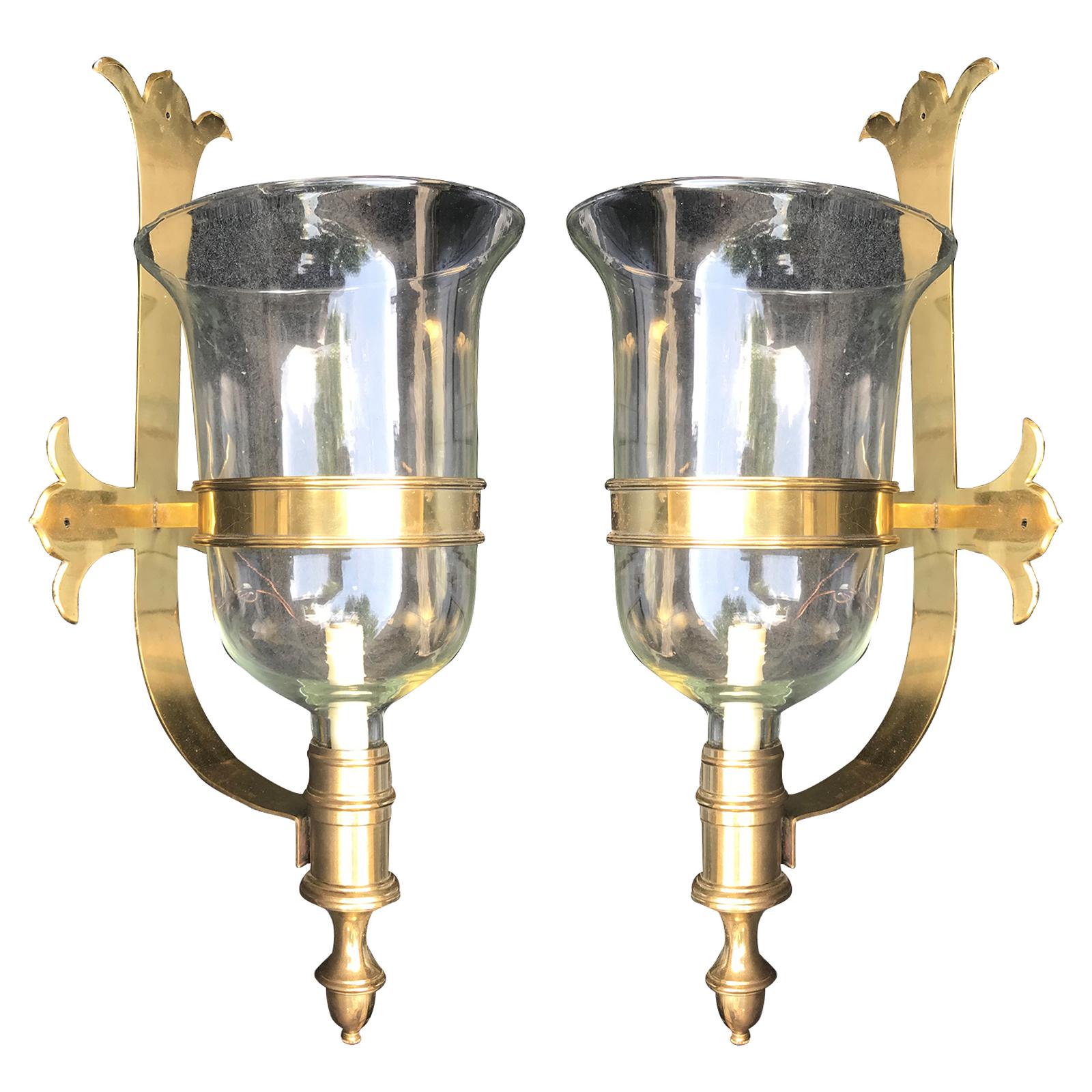 Pair of Brass and Glass Chapman Sconces, circa 1970s