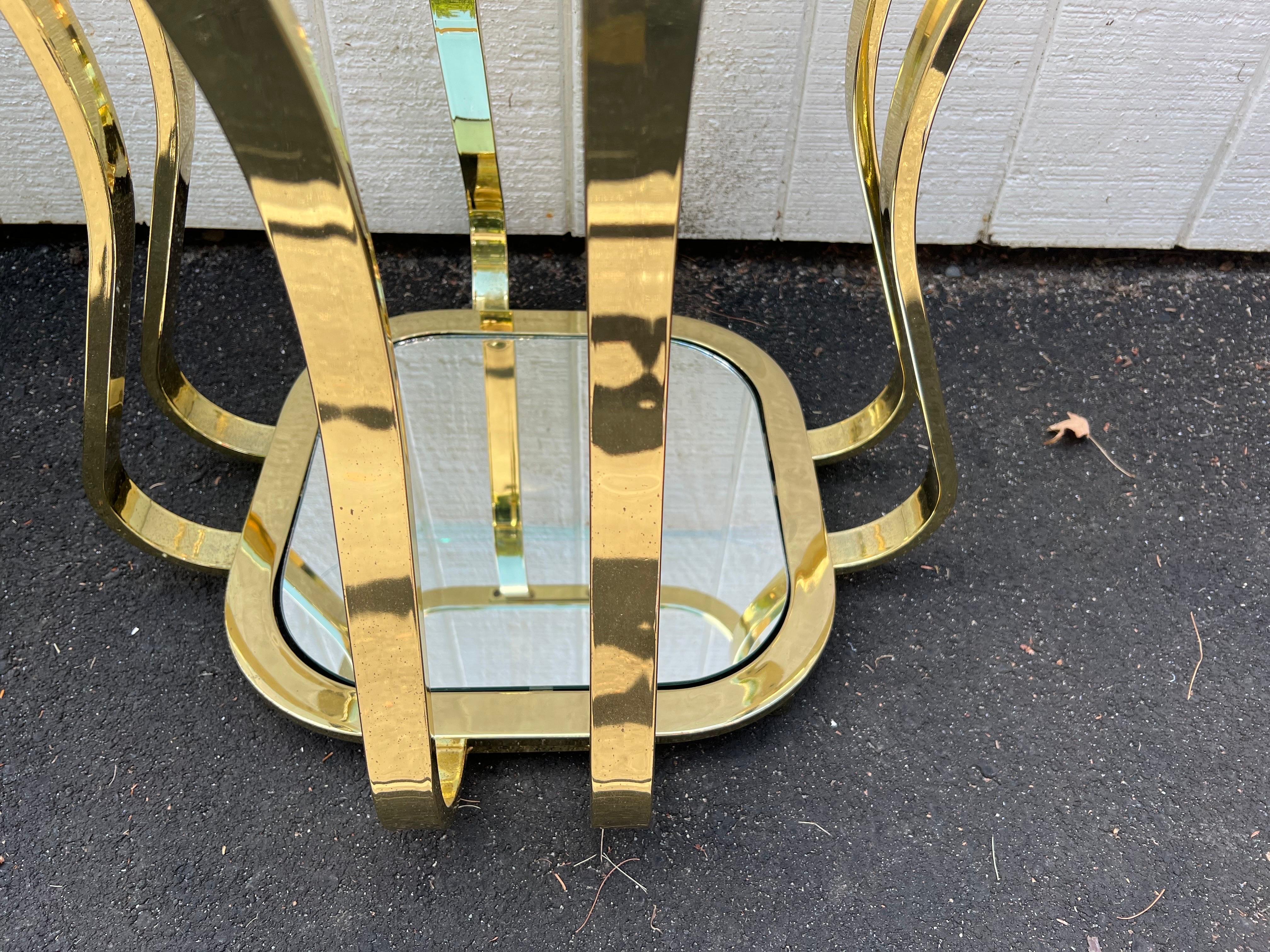 Pair of Brass and Glass End or Side Tables For Sale 9