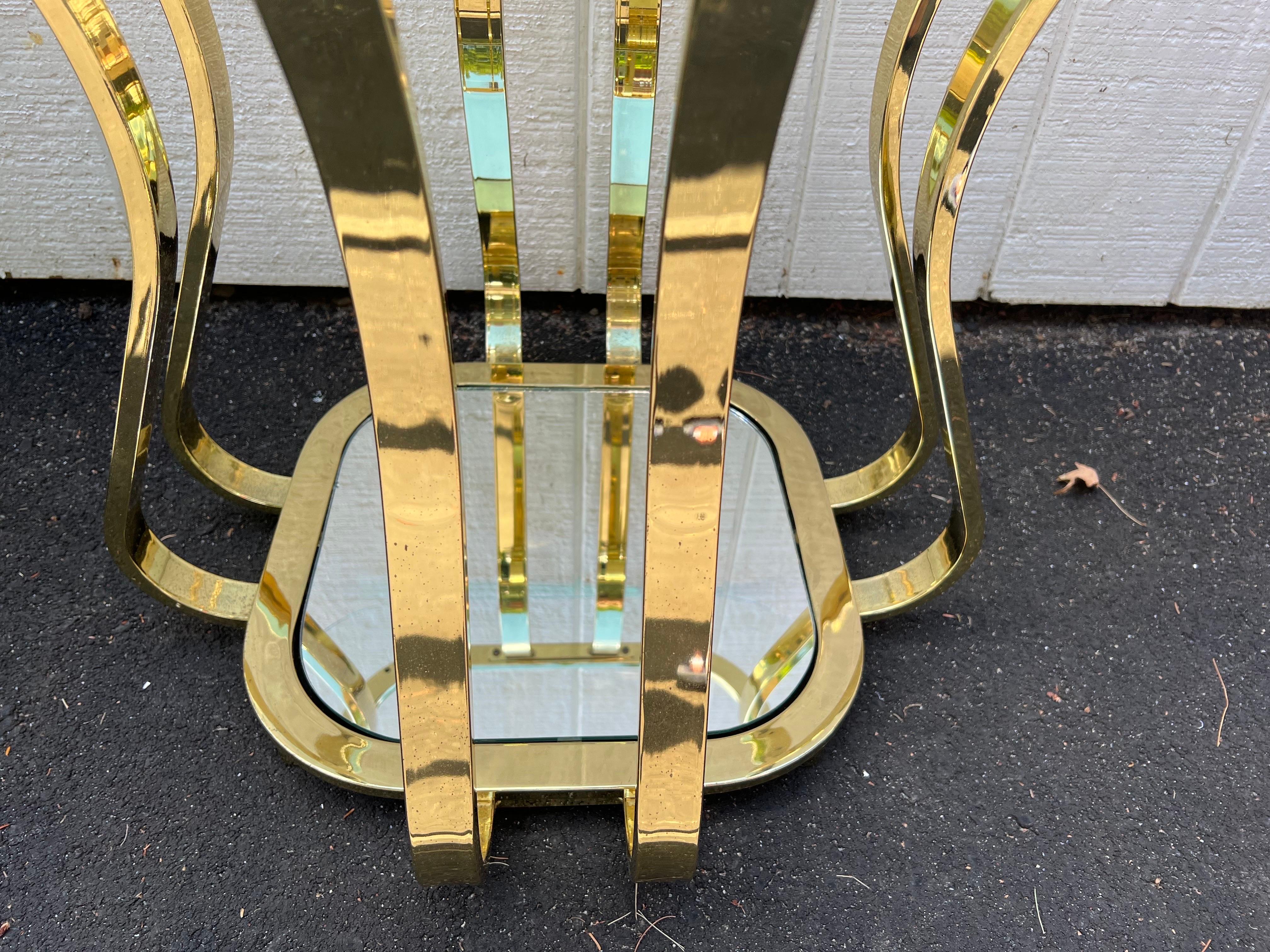 Pair of Brass and Glass End or Side Tables For Sale 10