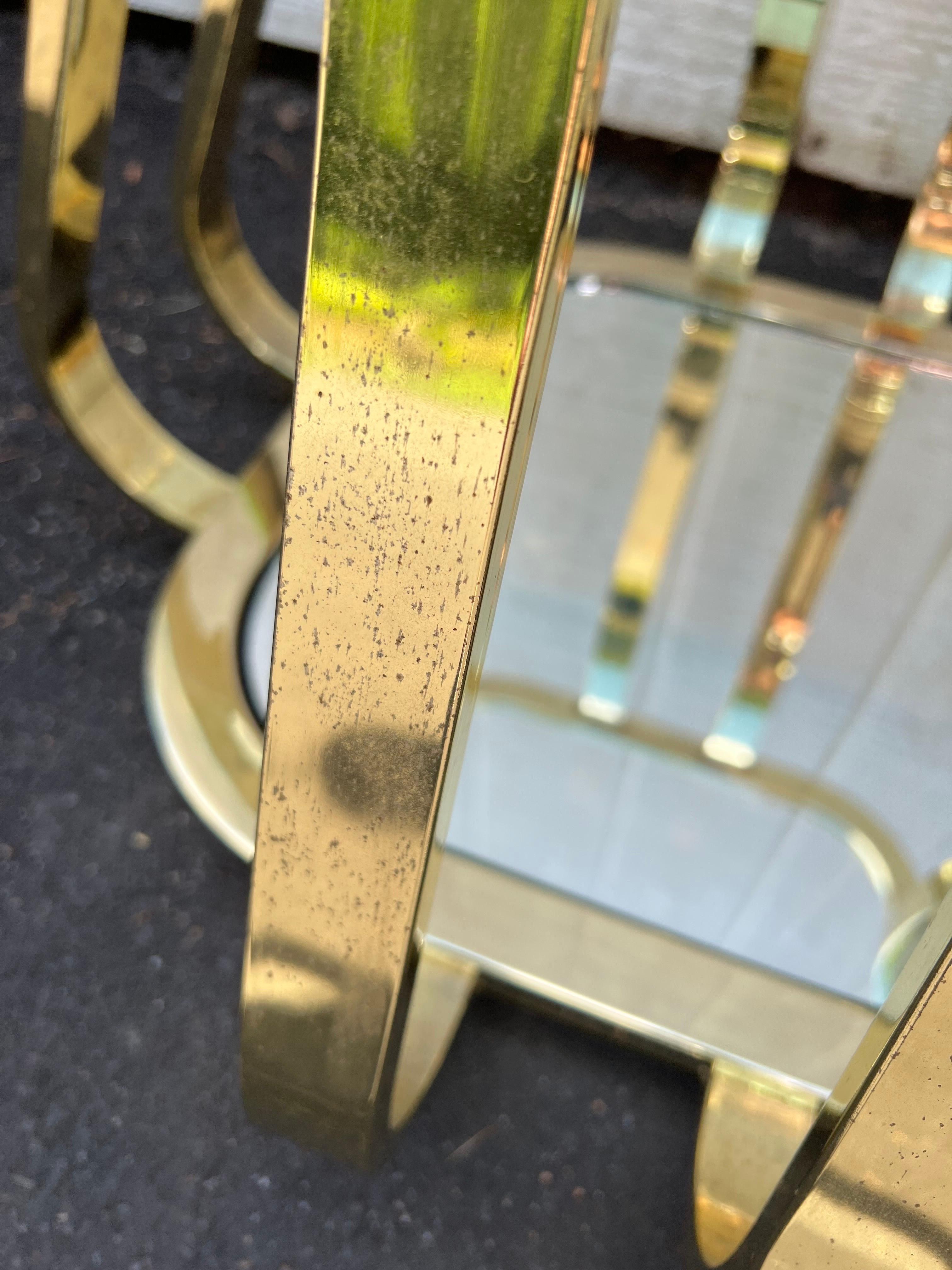 Pair of Brass and Glass End or Side Tables For Sale 11