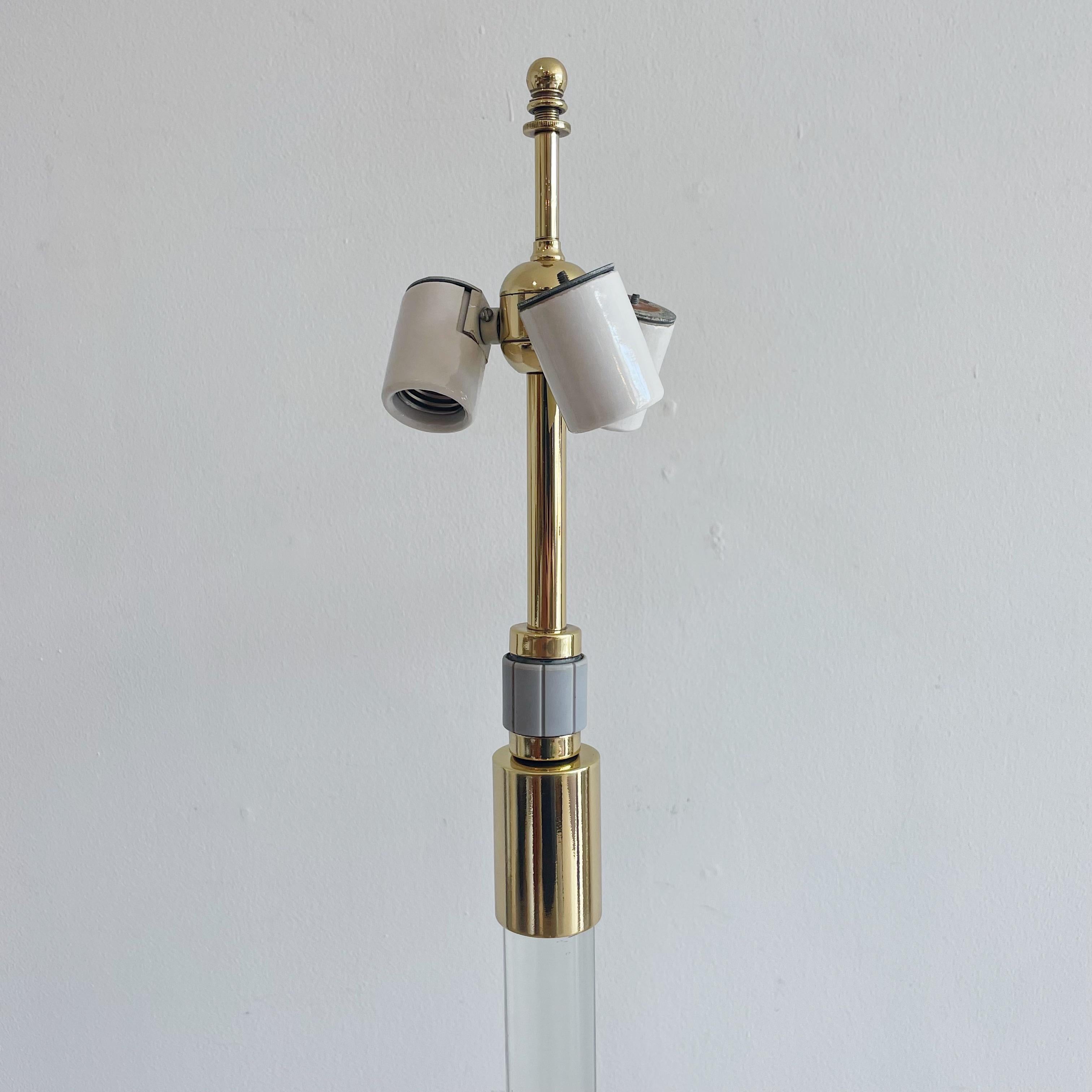 Pair of Brass and Glass Floor Lamps by Hansen Lighting Company, New York, 1970s In Good Condition In West Palm Beach, FL
