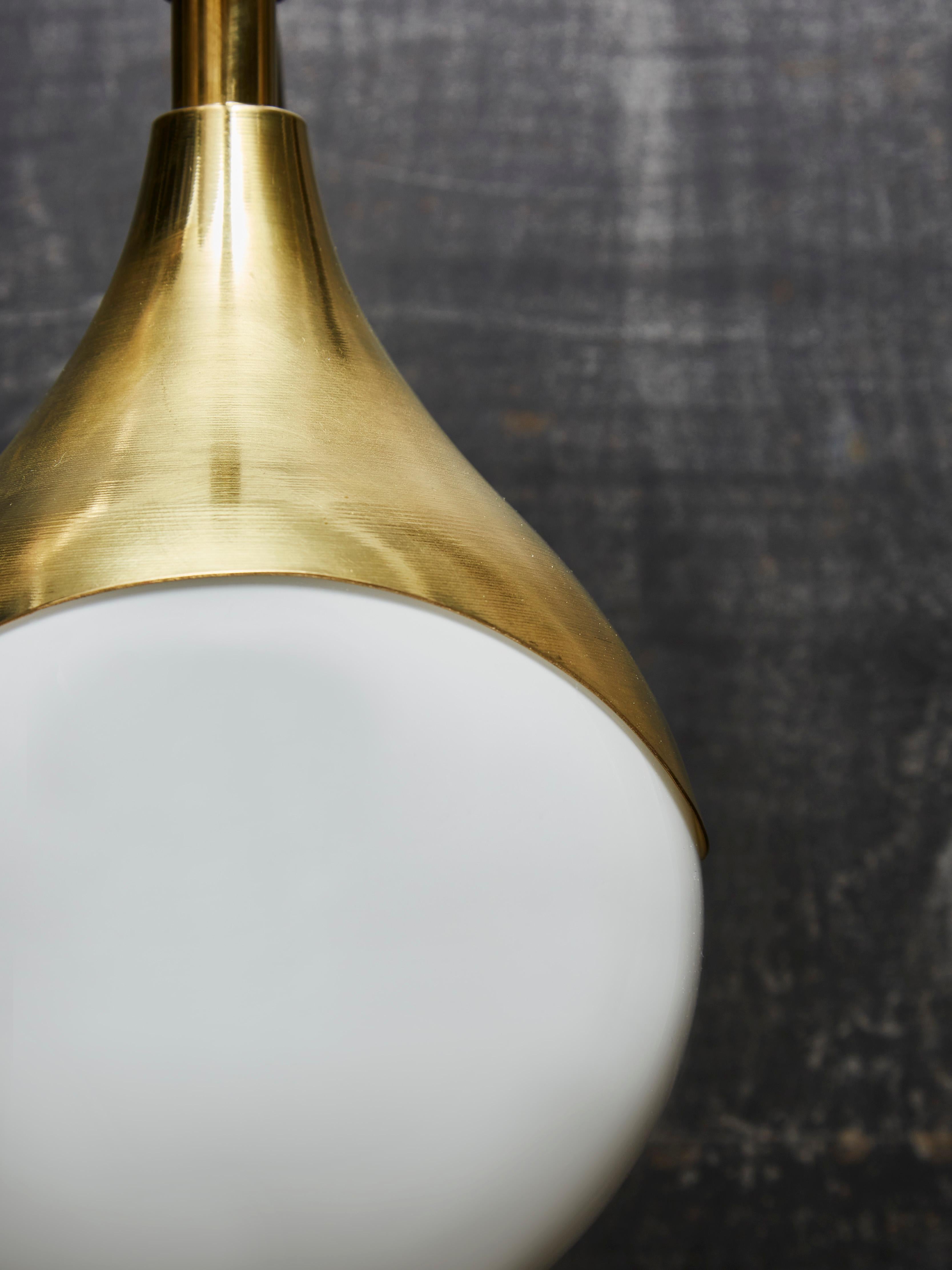Contemporary Pair of Brass and Glass Globe Wall Sconces For Sale