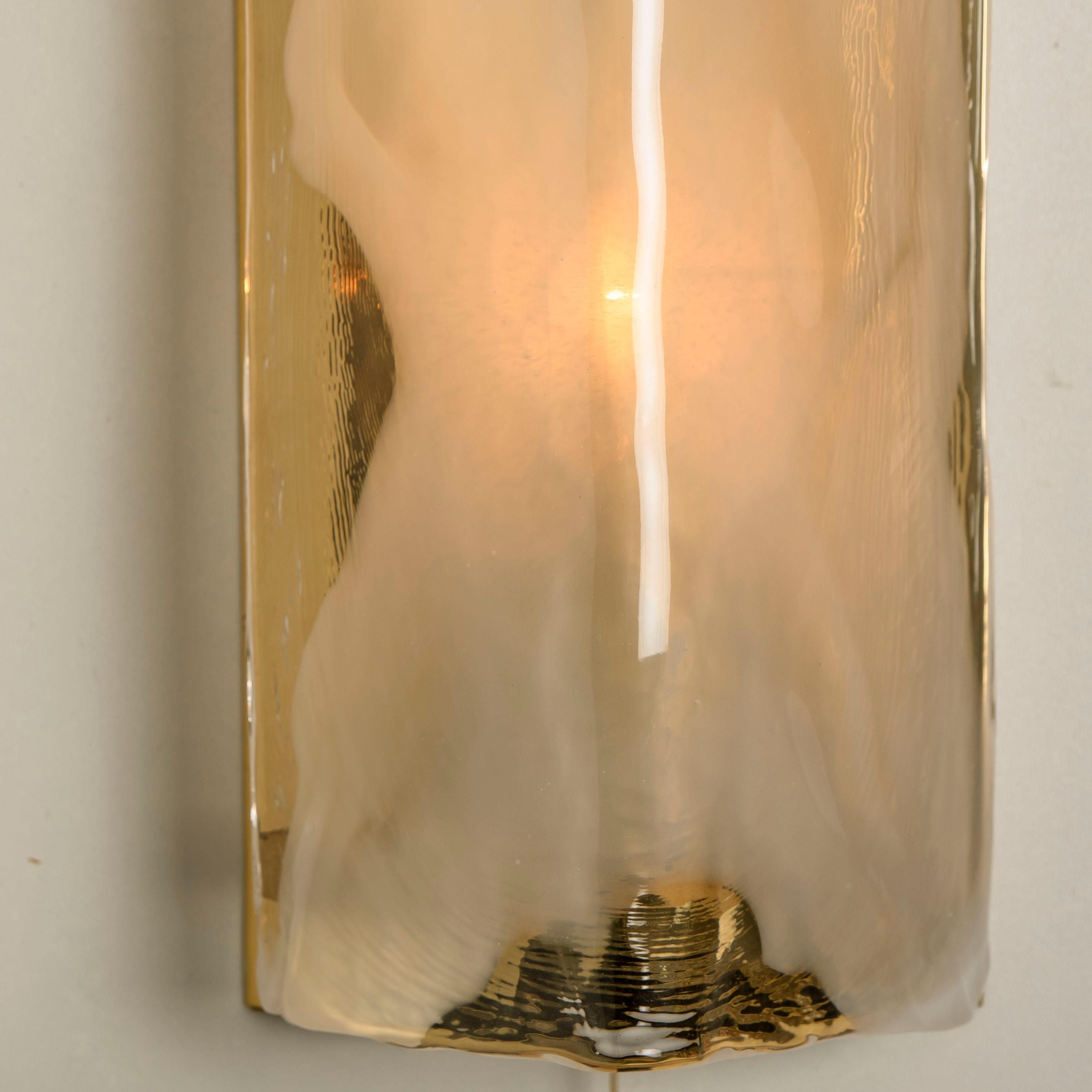 Pair of Brass and Glass Hand Blown Murano Glass Wall Lights by J.T. Kalmar 1960s 6