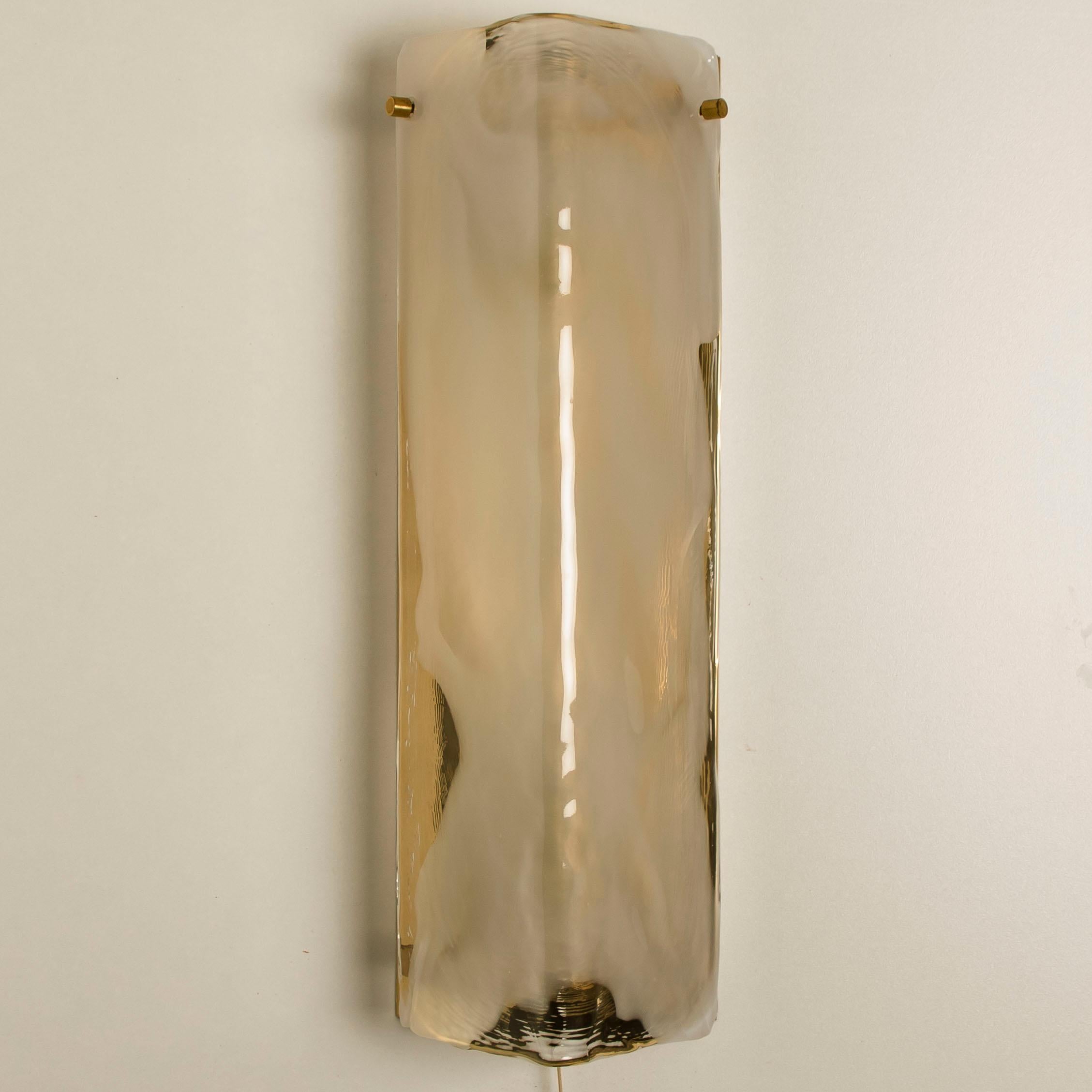 Late 20th Century Pair of Brass and Glass Hand Blown Murano Glass Wall Lights by J.T. Kalmar 1960s