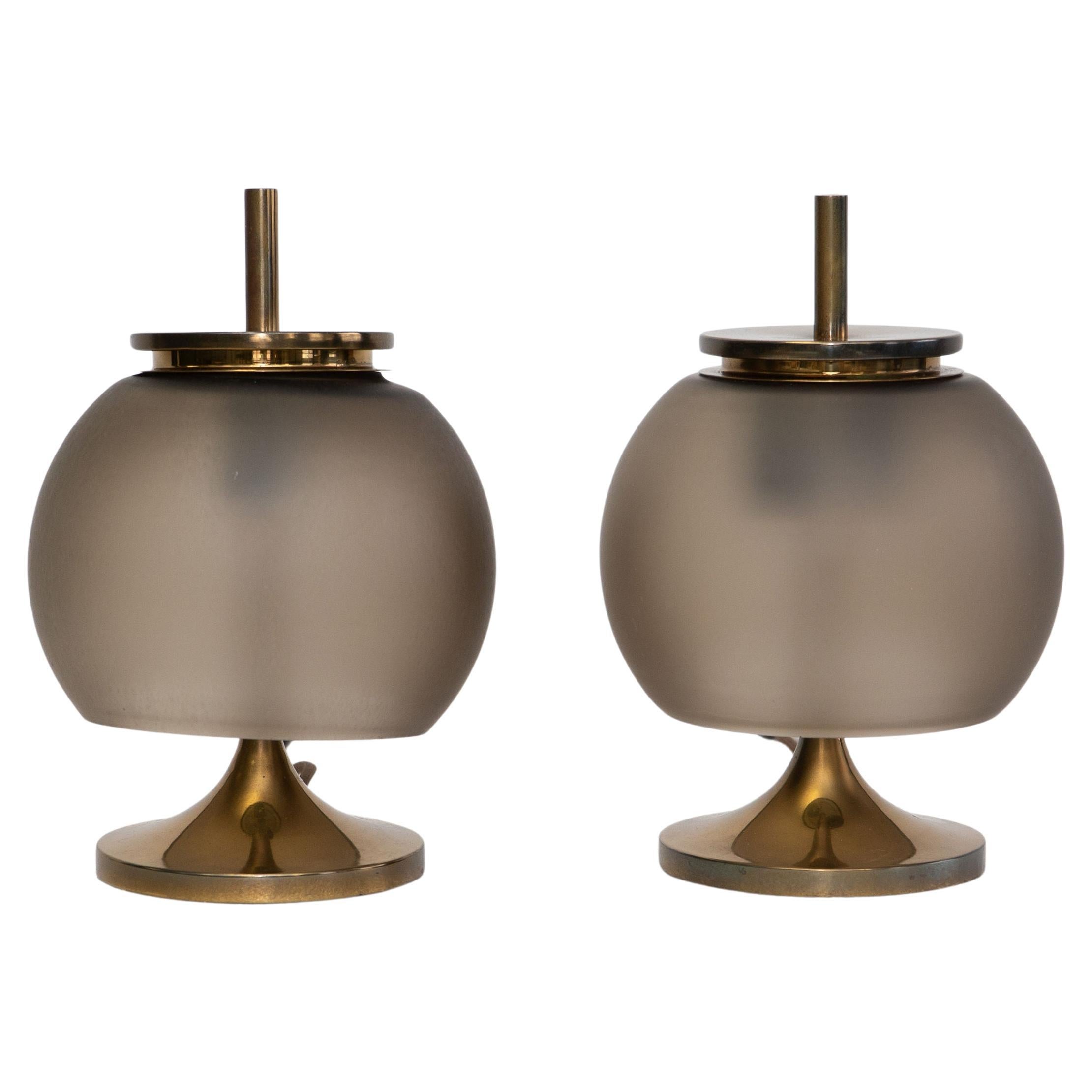 Pair of Brass and Glass Lamps by Emma Gismondi for Artemide