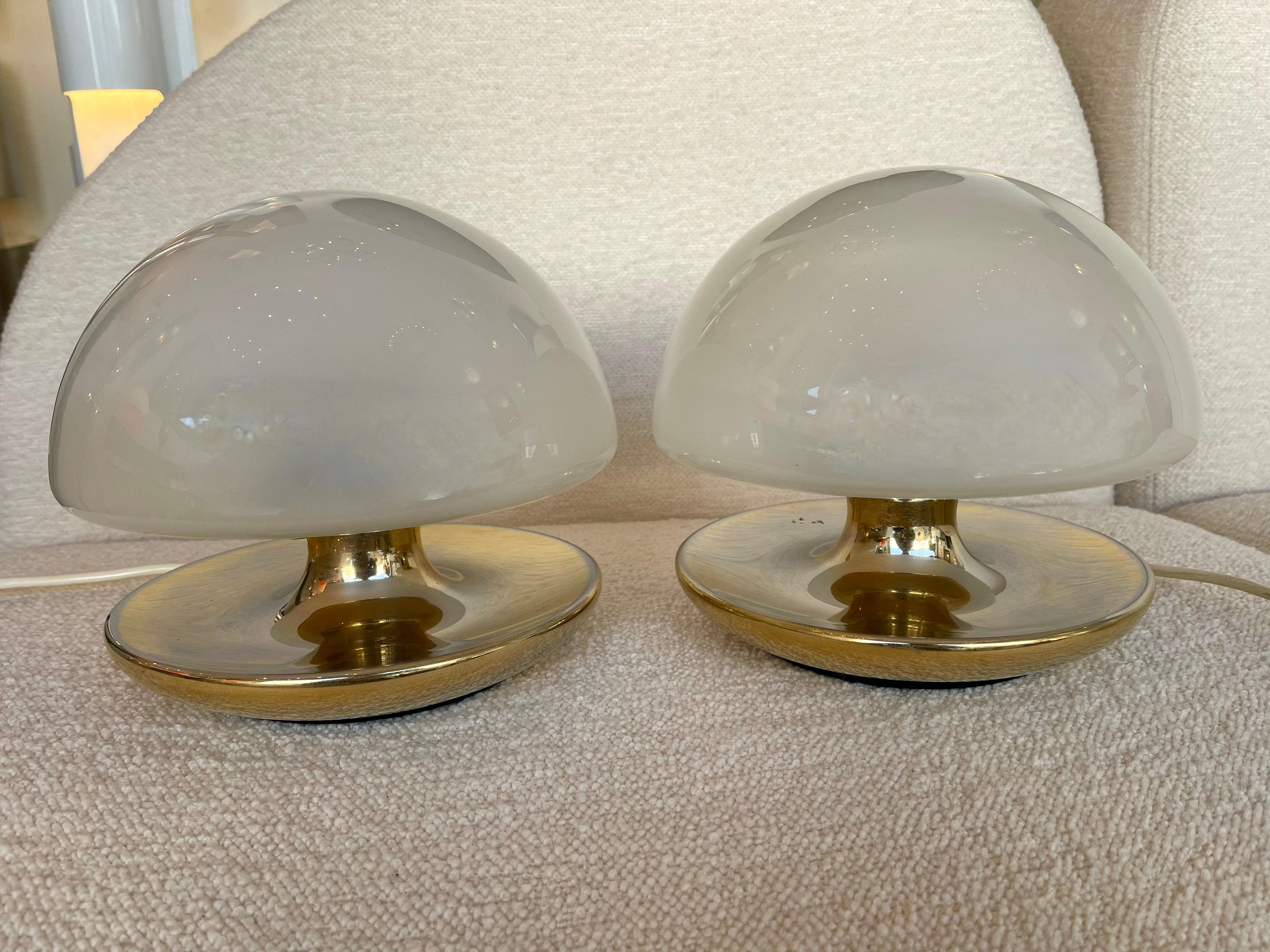 Pair of Brass and Glass Lamps by Vittorio Balli for Sirrah, Italy, 1970s 4