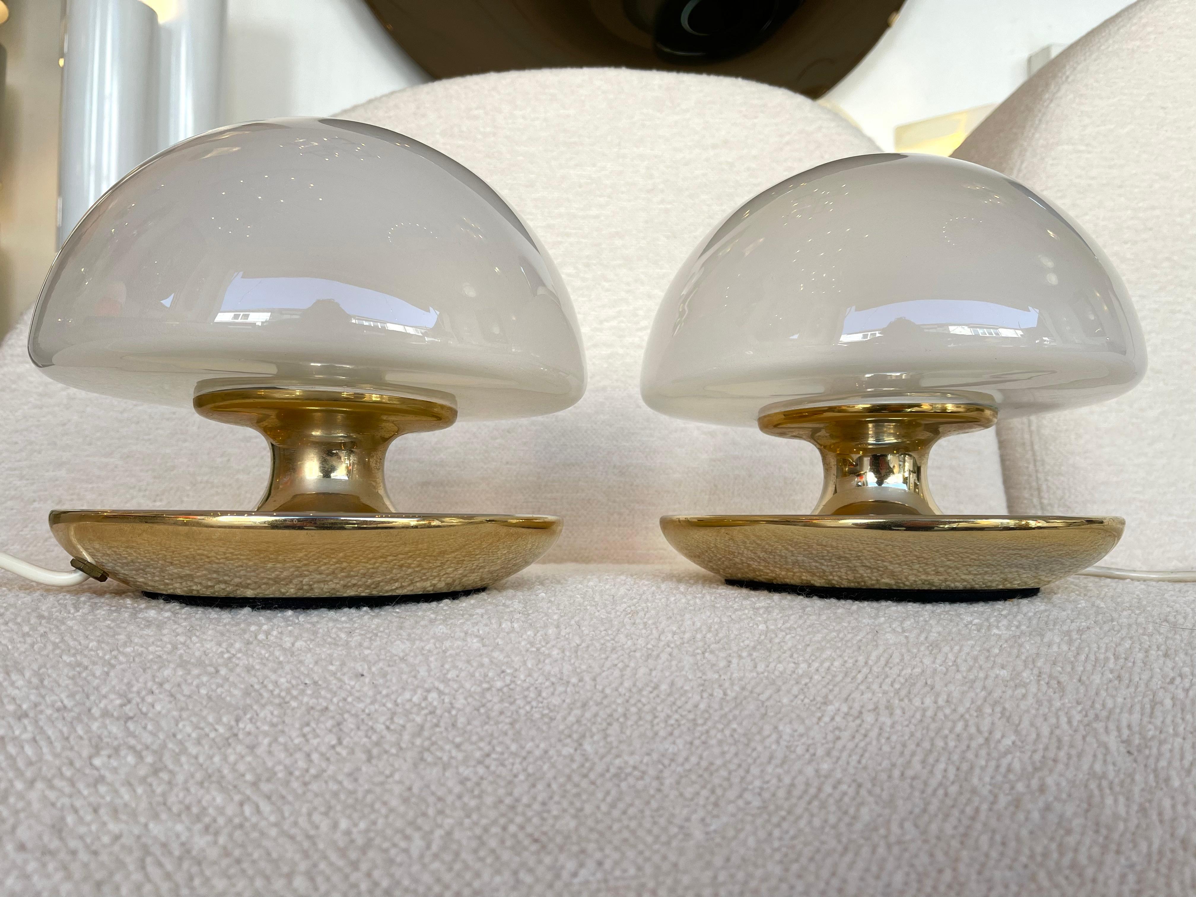 Mid-Century Modern Pair of Brass and Glass Lamps by Vittorio Balli for Sirrah, Italy, 1970s
