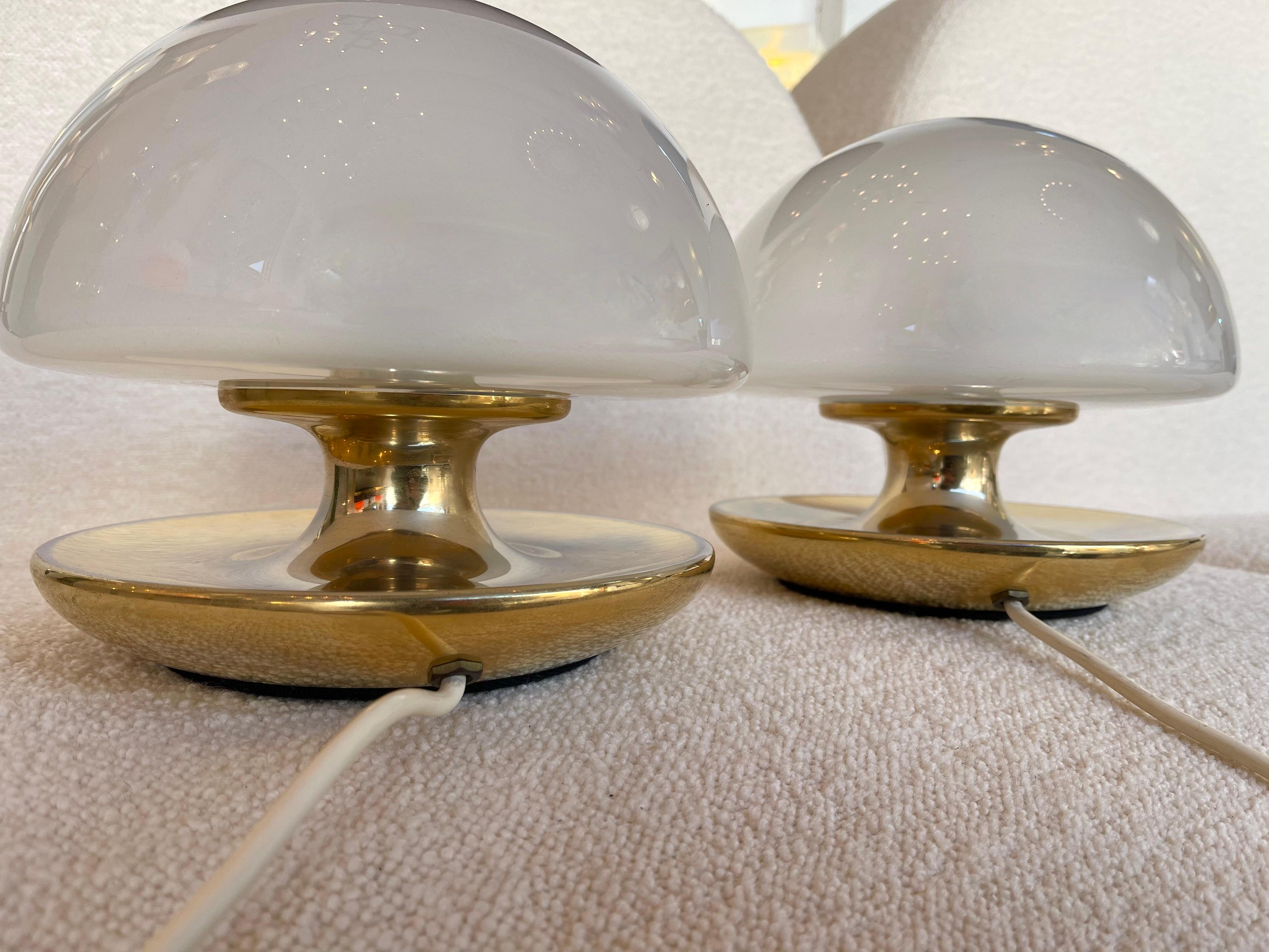 Italian Pair of Brass and Glass Lamps by Vittorio Balli for Sirrah, Italy, 1970s