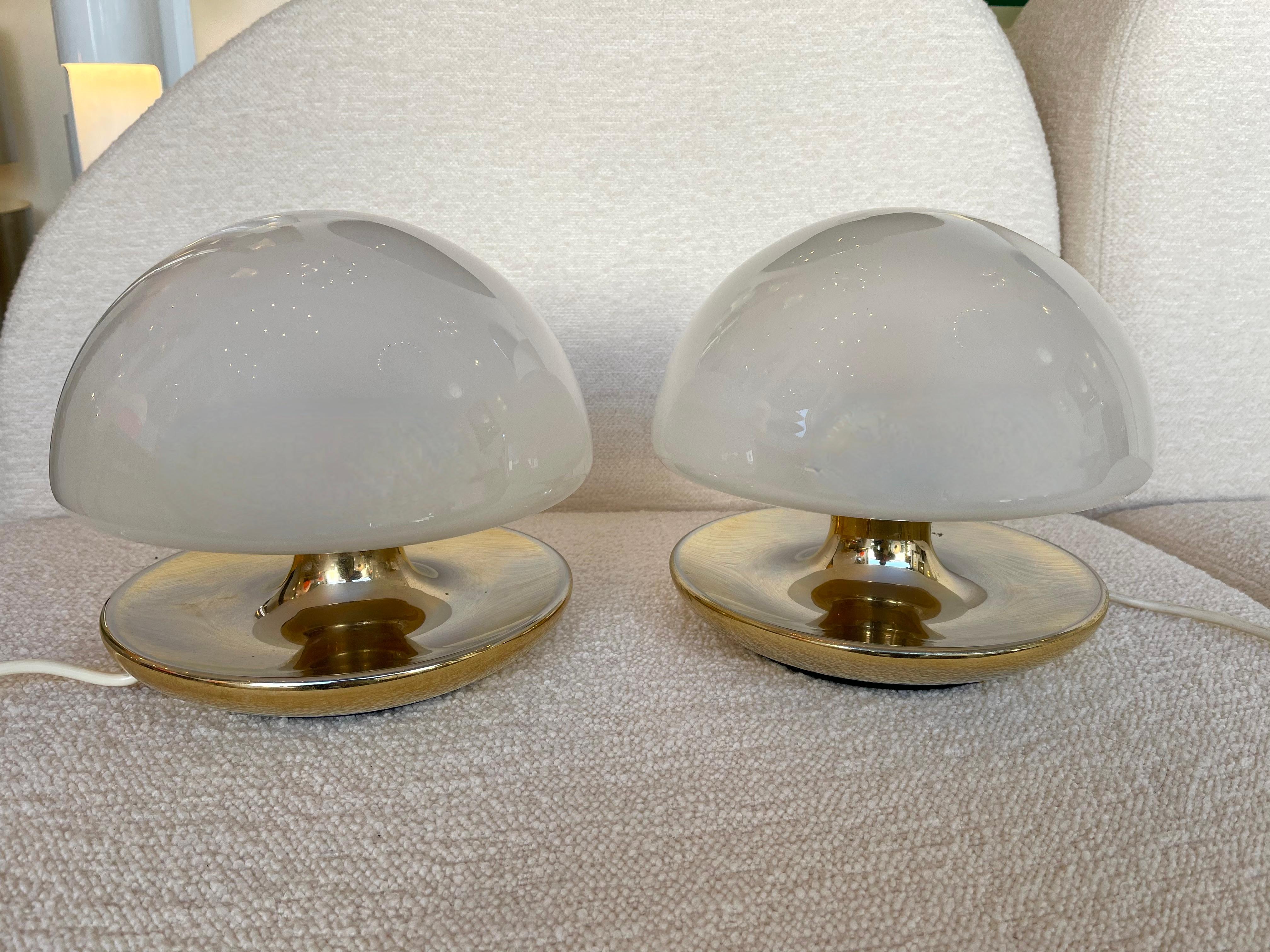 Pair of Brass and Glass Lamps by Vittorio Balli for Sirrah, Italy, 1970s 1