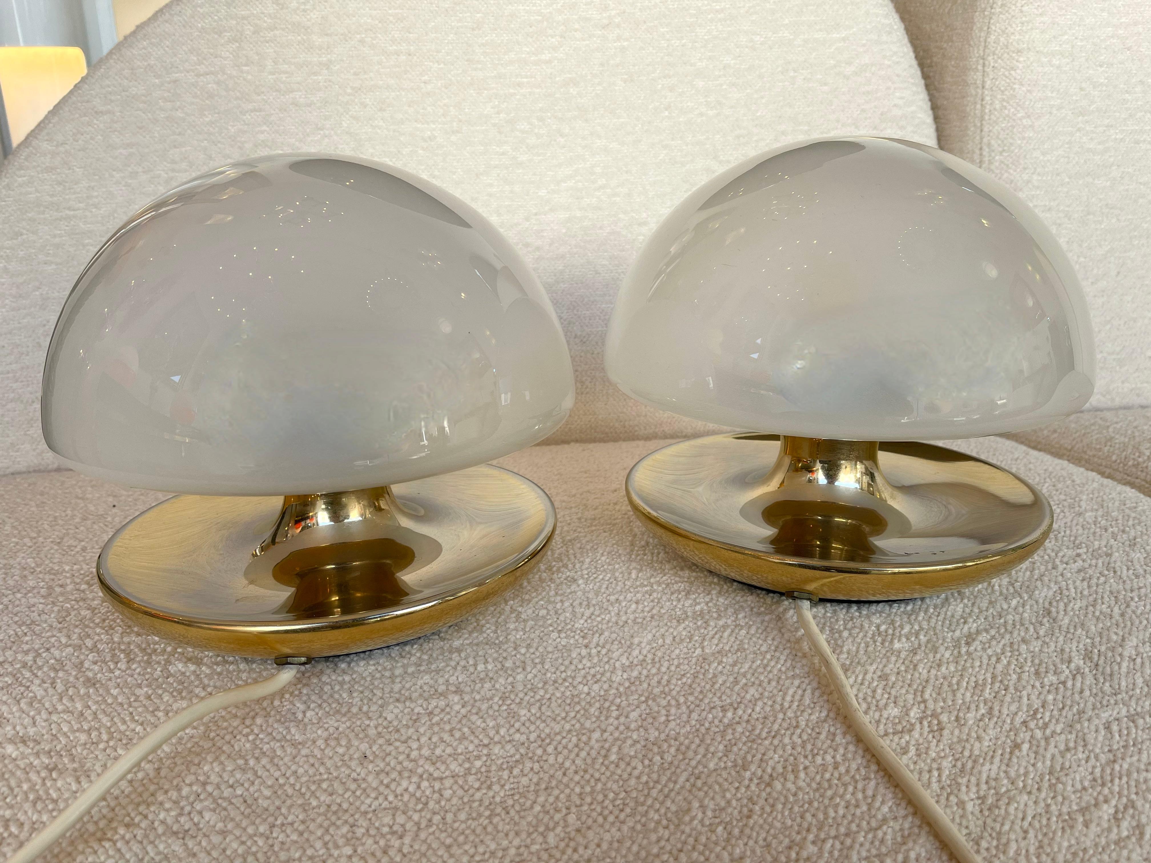 Pair of Brass and Glass Lamps by Vittorio Balli for Sirrah, Italy, 1970s 2