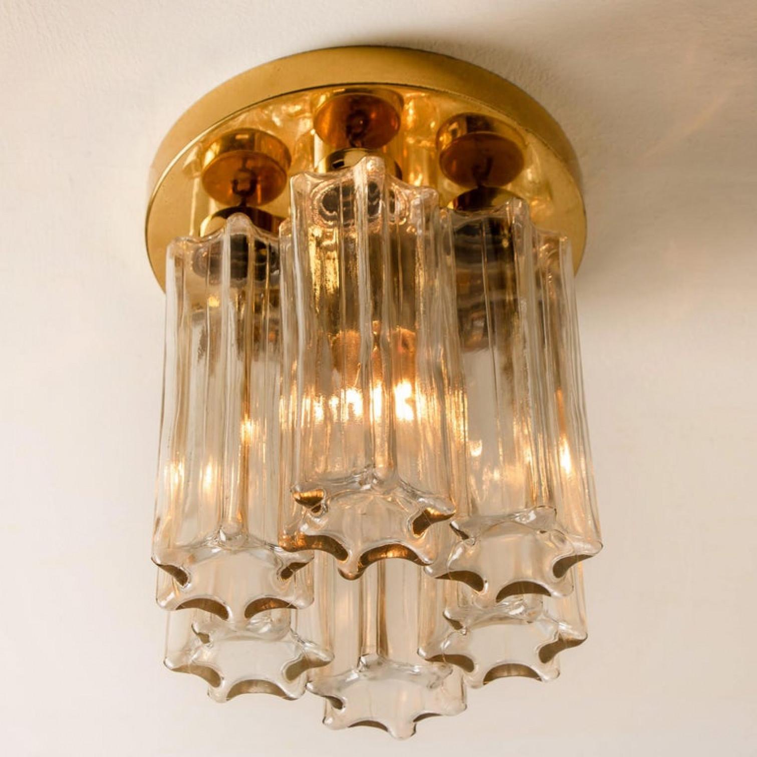 Coppia di luci in ottone e vetro Glashütte Limburg, 1970 in vendita 6