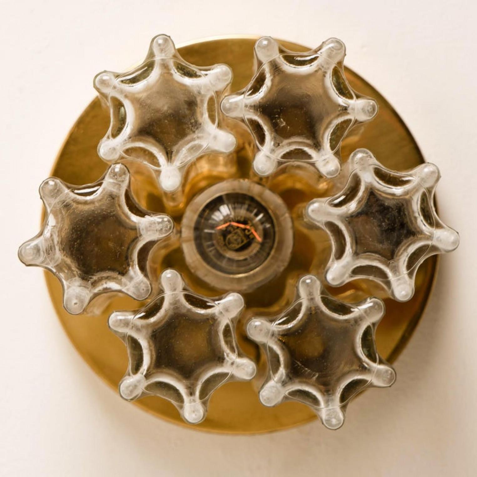 Fine XVIII secolo Coppia di luci in ottone e vetro Glashütte Limburg, 1970 in vendita