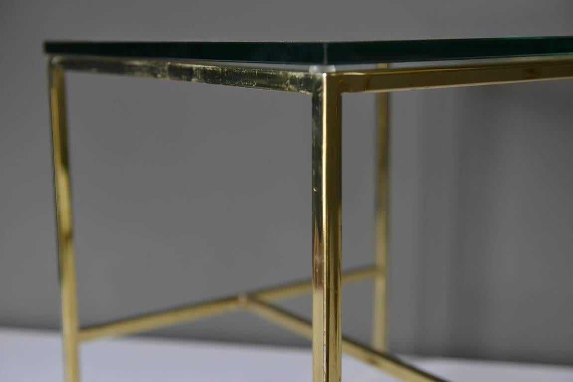 American Pair of Brass and Glass Side or End Tables, circa 1970