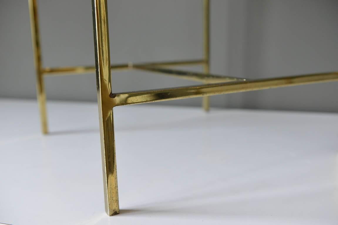 Late 20th Century Pair of Brass and Glass Side or End Tables, circa 1970