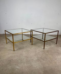 Pair of Brass and Glass Side Tables, 1960s
