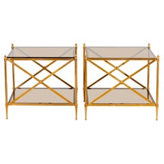 Pair of Brass and Glass Side Tables