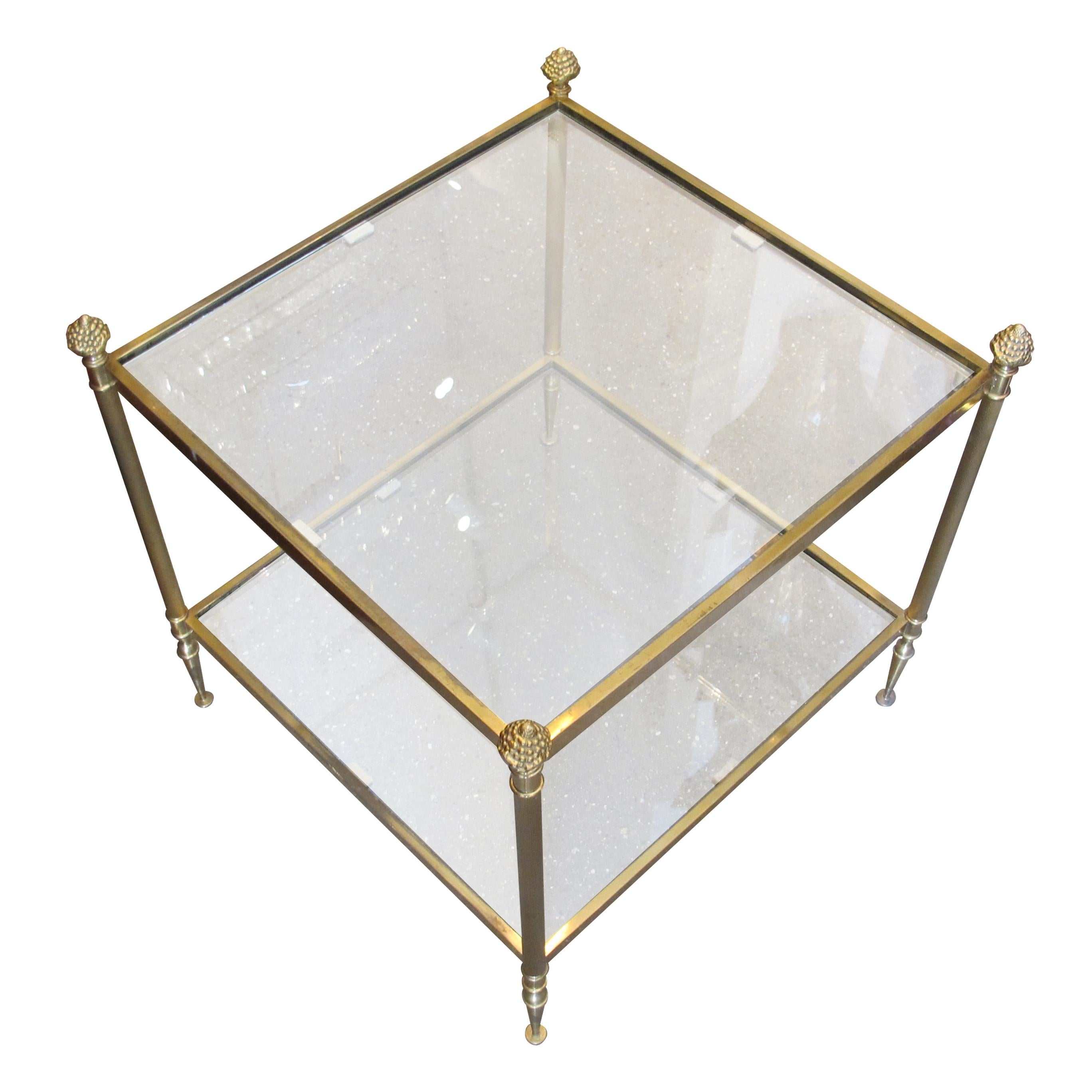 Pair of Brass and Glass Side Tables, French 1950s In Good Condition For Sale In London, GB