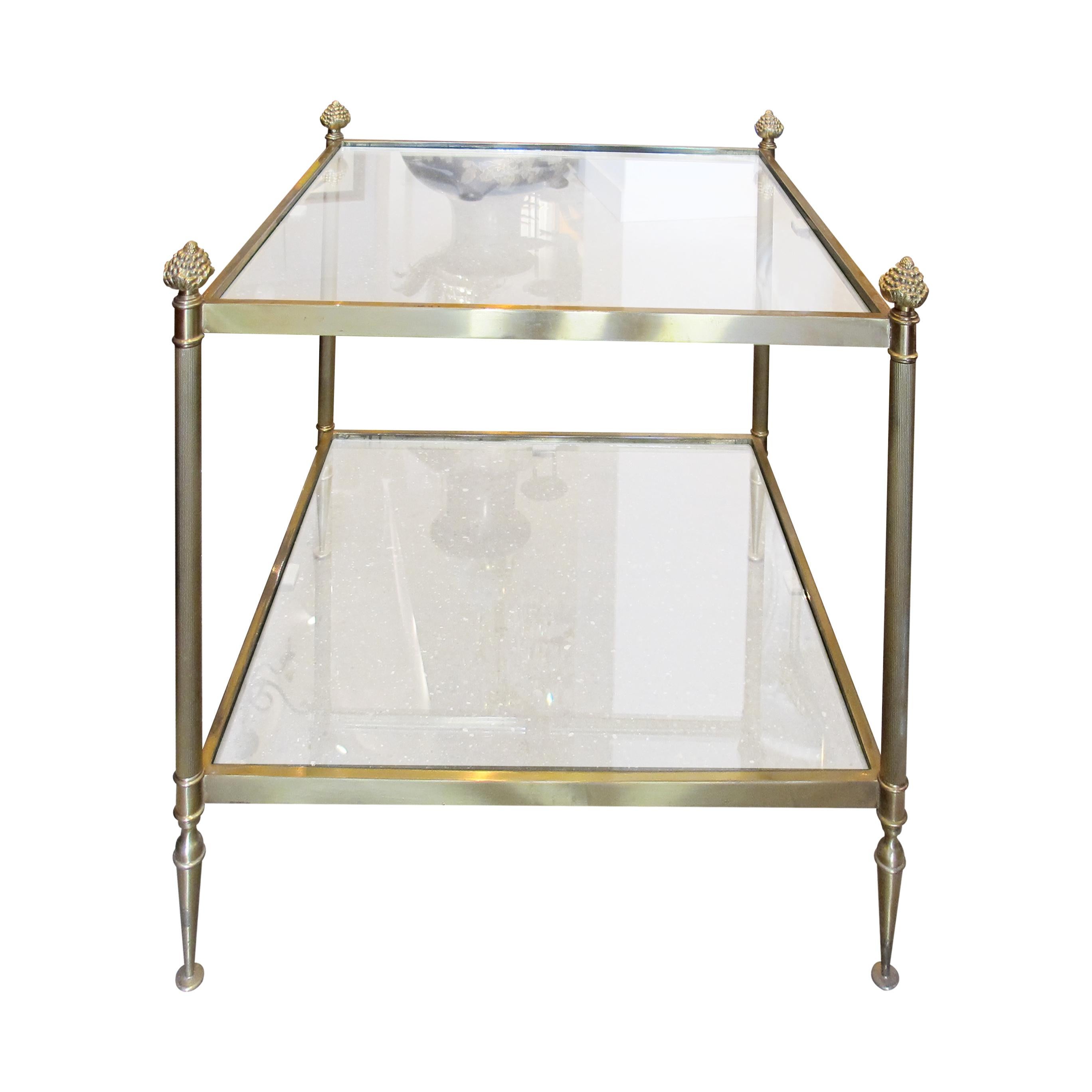 Mid-20th Century Pair of Brass and Glass Side Tables, French 1950s For Sale