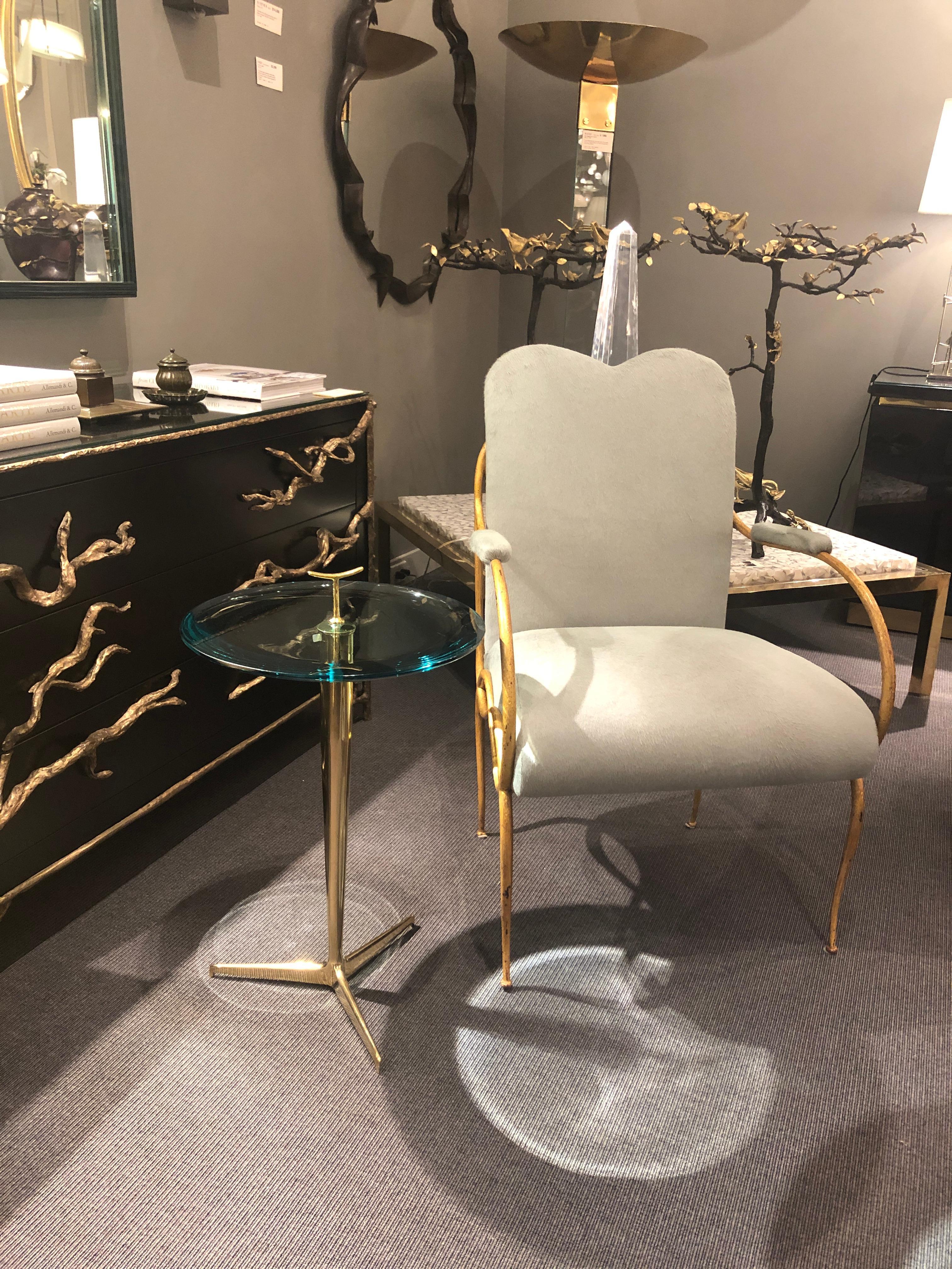 Modern Pair of Brass and Glass Side Tables, Italy, 2018