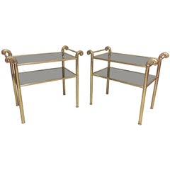 Pair of Brass and Glass Sides Tables, 1950s