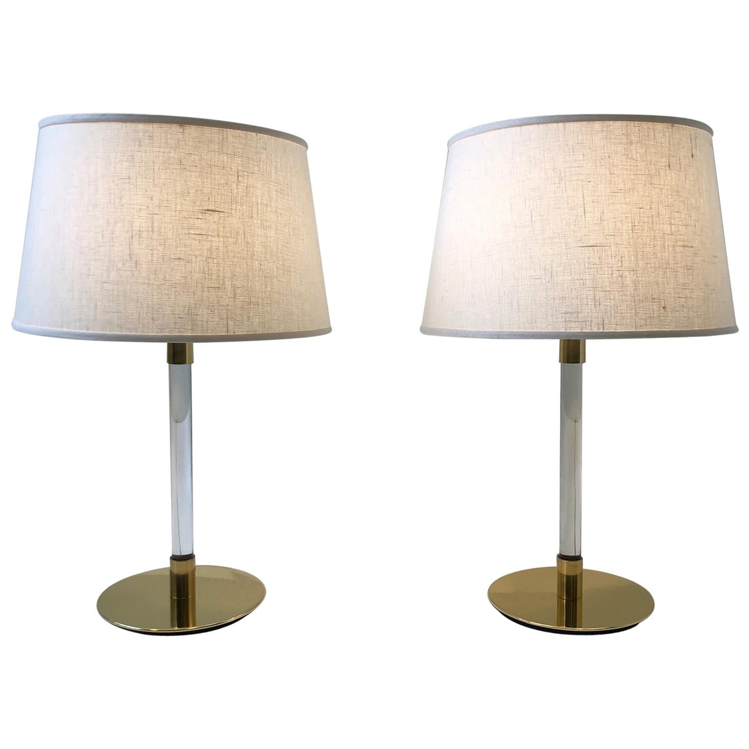 Pair of Brass and Glass Table Lamp by Hansen Lamps