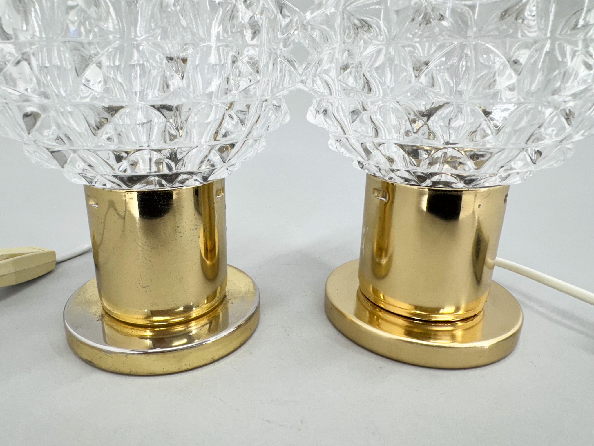 20th Century Pair of Brass and Glass Table Lamps by Kamenicky Senov, 1970s For Sale