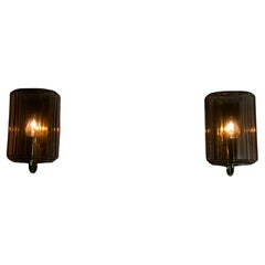 Ein Paar Wandlampen aus Messing und Glas von Glashütte Limburg, 1960er Jahre