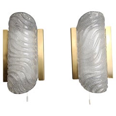 Pair of brass and glass wall lights by Fischer Leuchten, 1960s