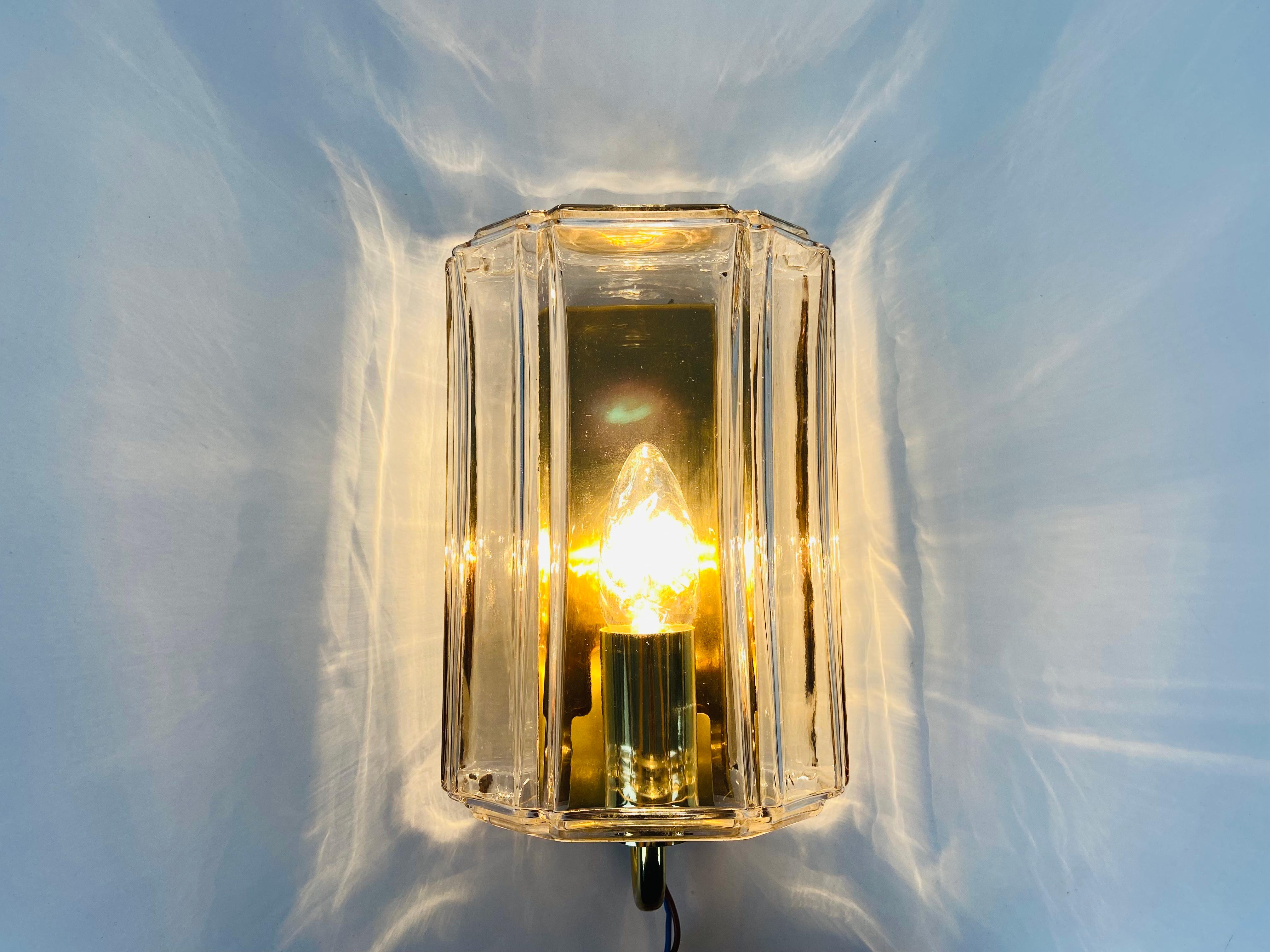 Pair of Brass and Glass Wall Lights by Limburg, 1970s, Germany 14