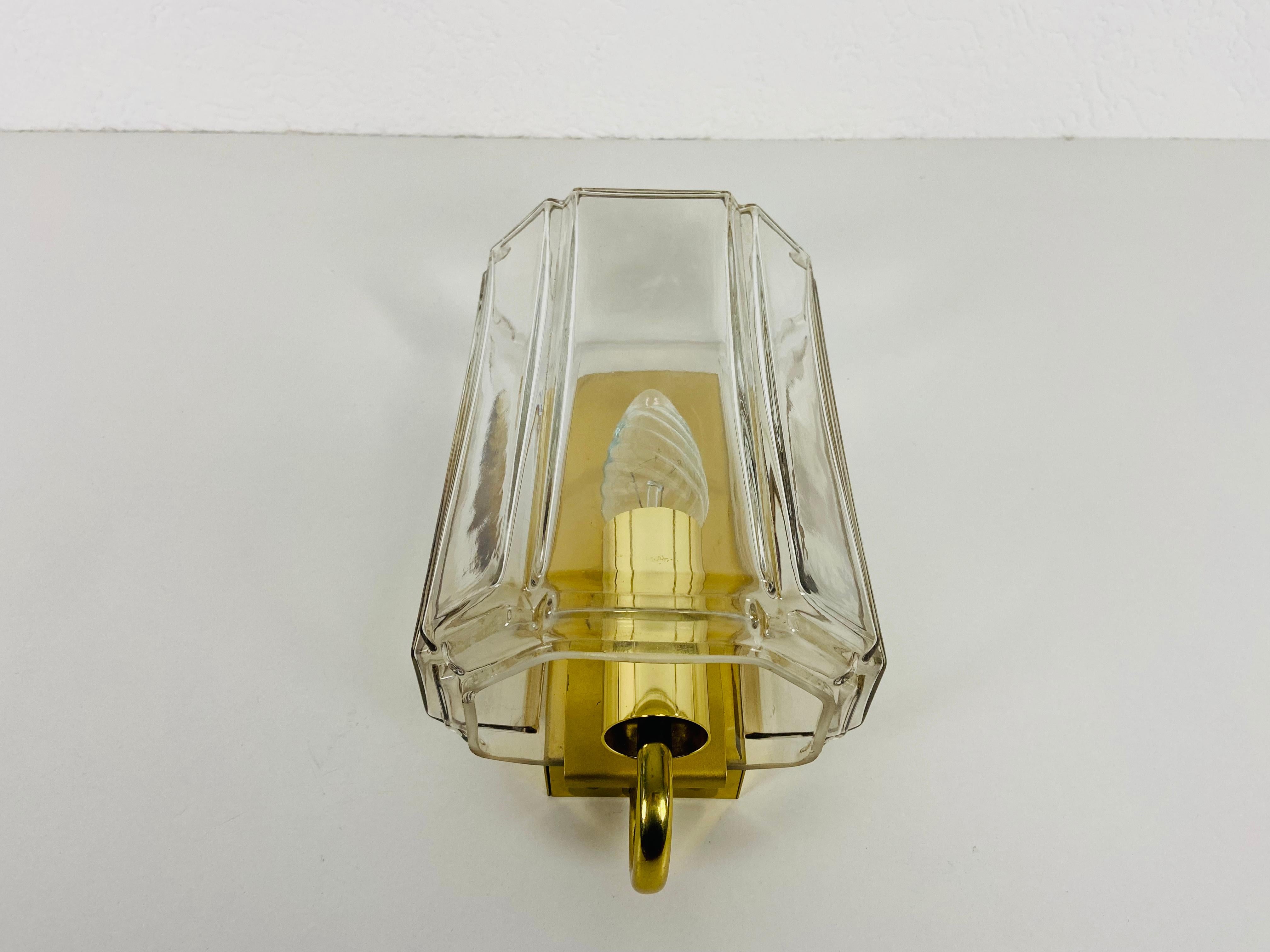 Pair of Brass and Glass Wall Lights by Limburg, 1970s, Germany 3