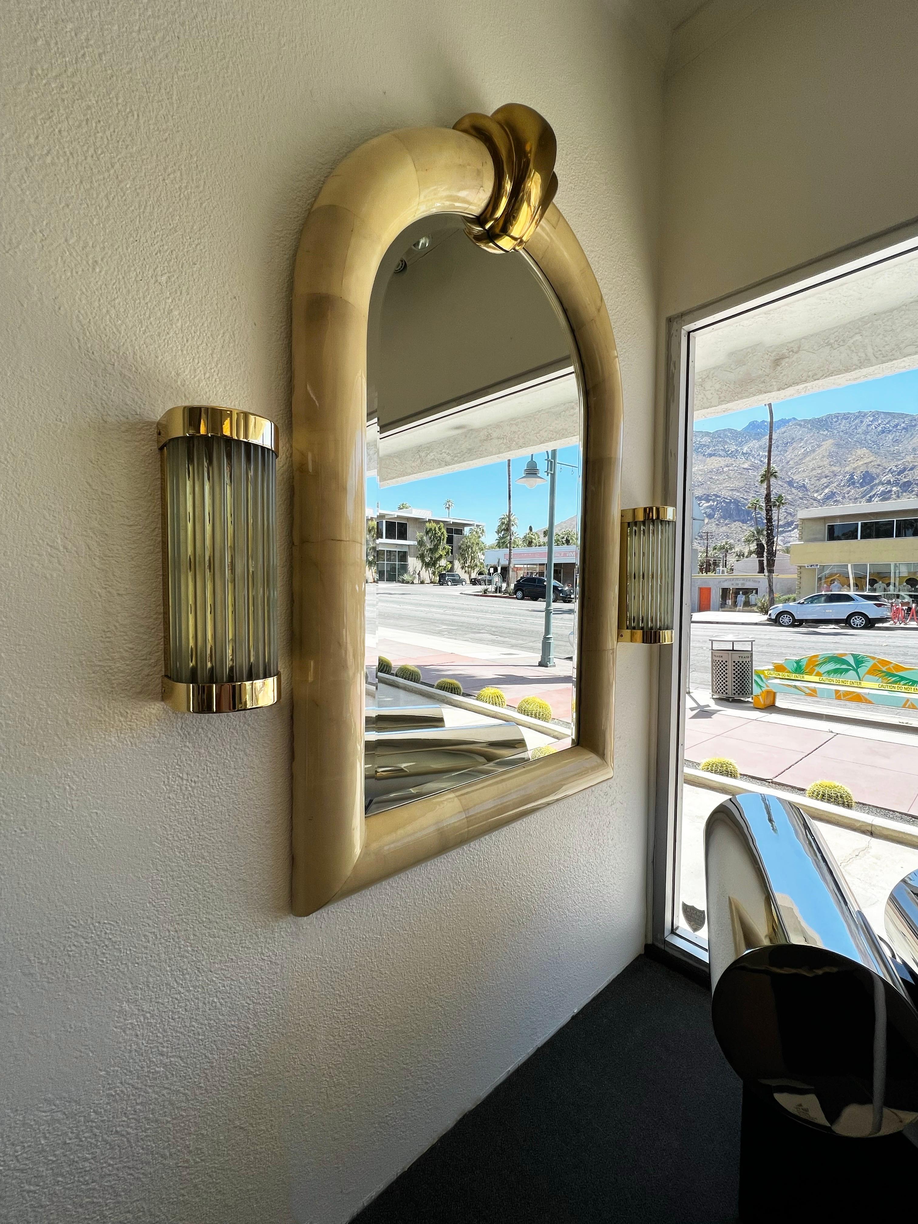 Pair of Brass and Glass Wall Sconces by Louis Baldinger & Sons For Sale 2