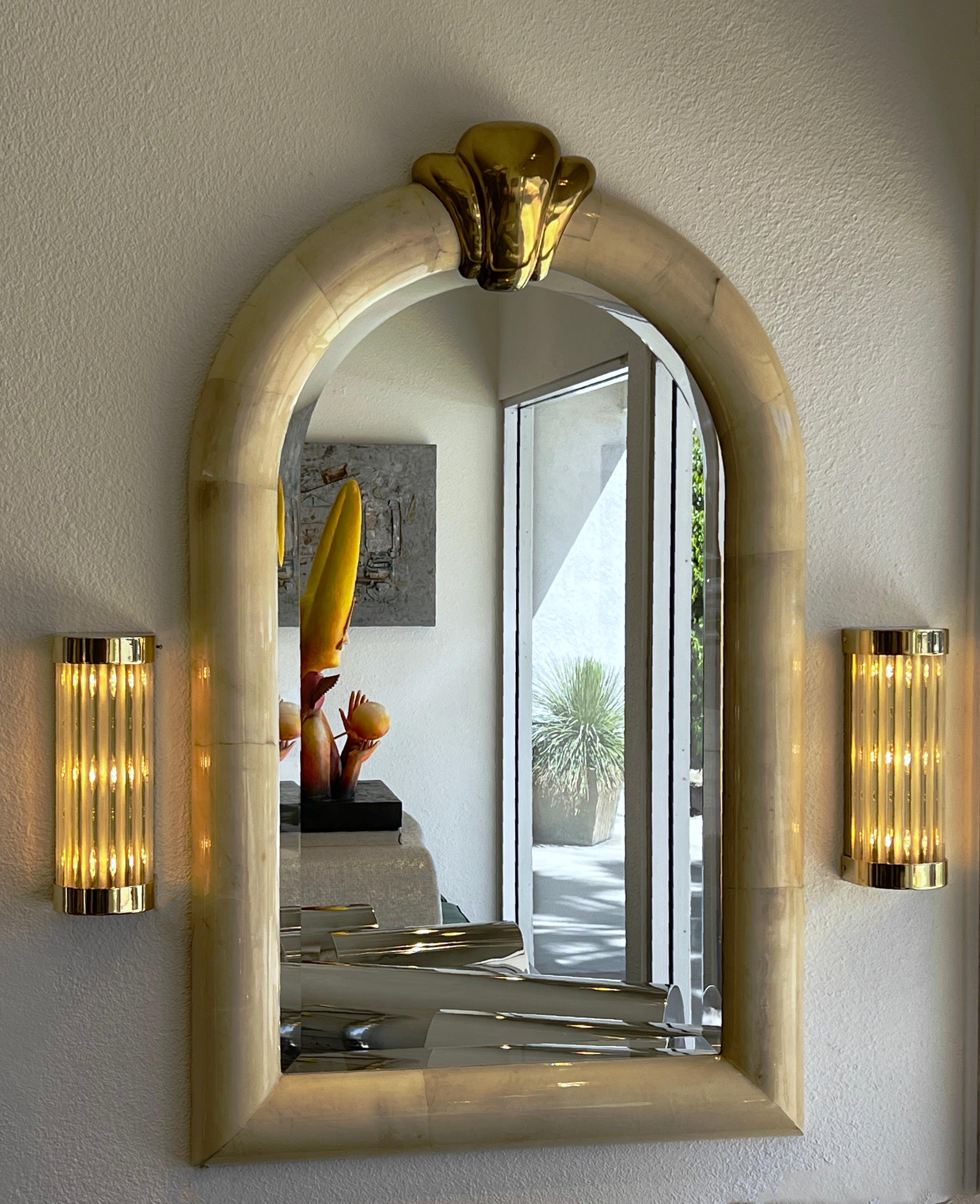 Pair of Brass and Glass Wall Sconces by Louis Baldinger & Sons For Sale 3