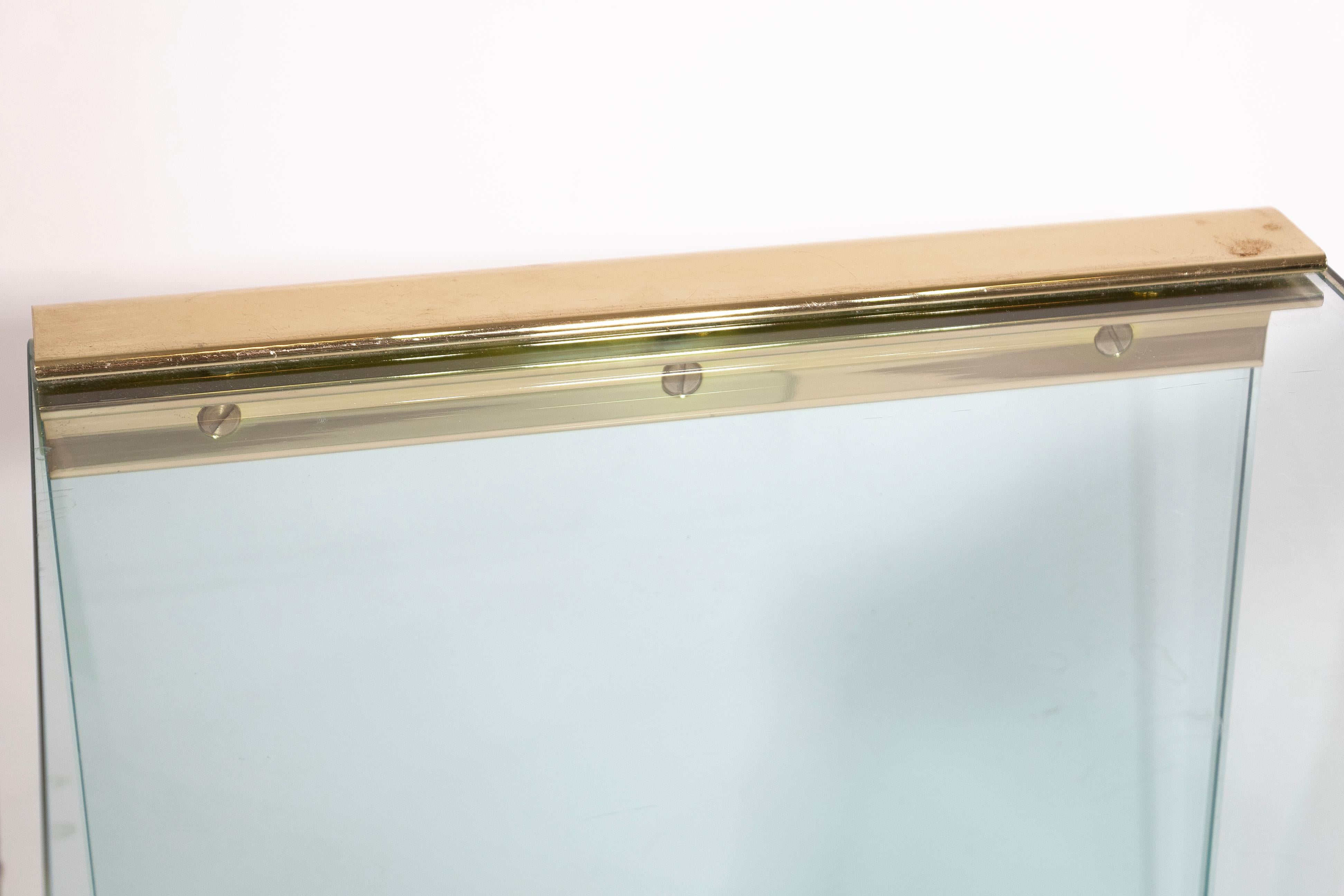 Pair of Brass and Glass Waterfall Side Tables by Leon Rosen for Pace 1970s 1