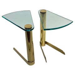 Ein Paar Keiltische aus Messing und Glas von Leon Rosen für Pace Collection