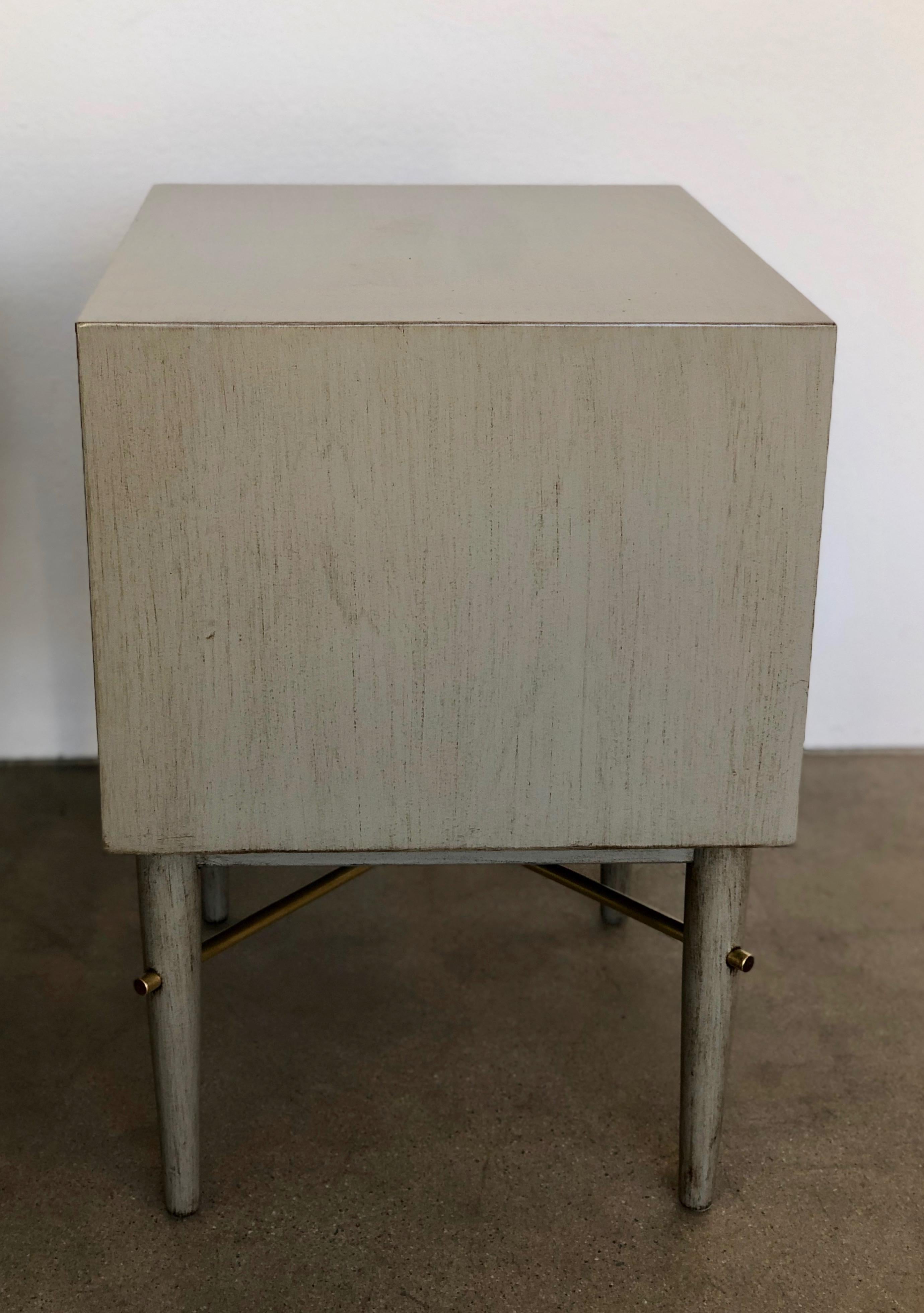 Pair of Brass and Gray American of Martinsville Nightstands 13