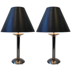 Coppia di lampade da tavolo in ottone e canna di fucile di Karl Springer
