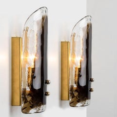 Pair Of Brass and Hand Blown Murano Glass Wall Lights by J.T. Kalmar, 1960s