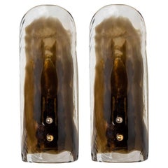 Vintage Pair Of  Brass and Hand Blown Murano Glass Wall Lights by J.T. Kalmar, 1960s
