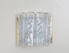 Pair of Brass and Ice Glass Wall Sconces by Doria, Germany, 1960s
