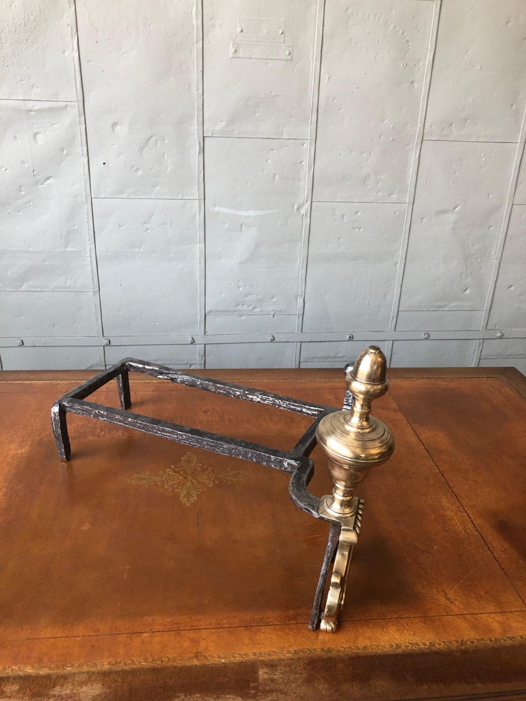 Pair of Brass and Iron Fireplace Andirons For Sale at 1stdibs