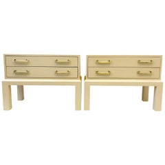 Pair of Brass and Lacquered Two Drawers Nightstands by Steve Chase