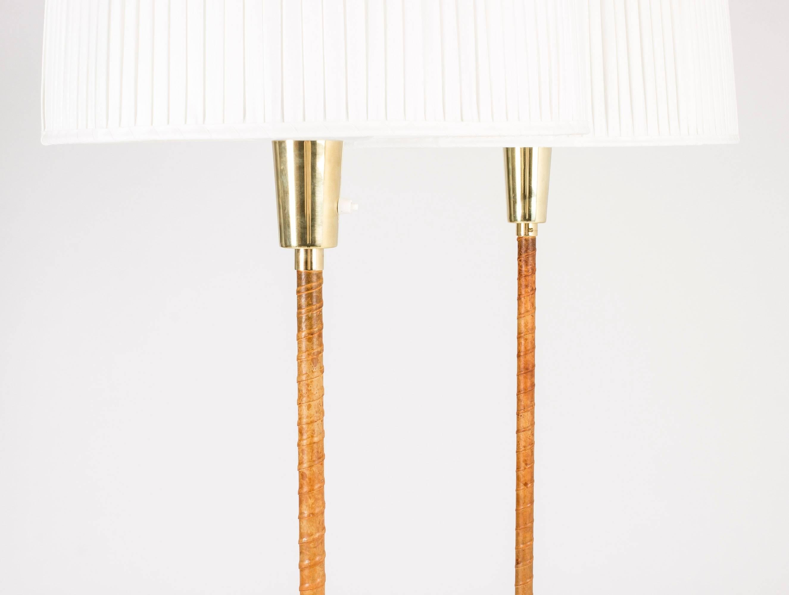 Pair of Brass and Leather Floor Lamps by Lisa Johansson-Pape 2