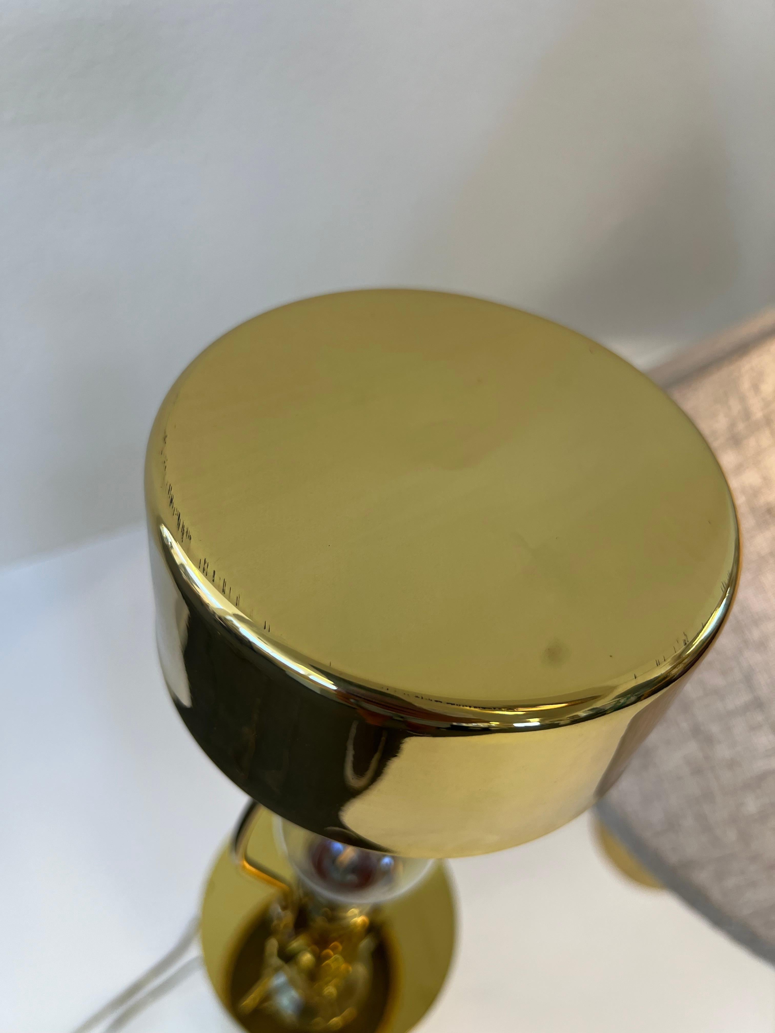 Pair of Brass and Linen Table Lamps in the Attributed to Laurel Lamp Co. 3