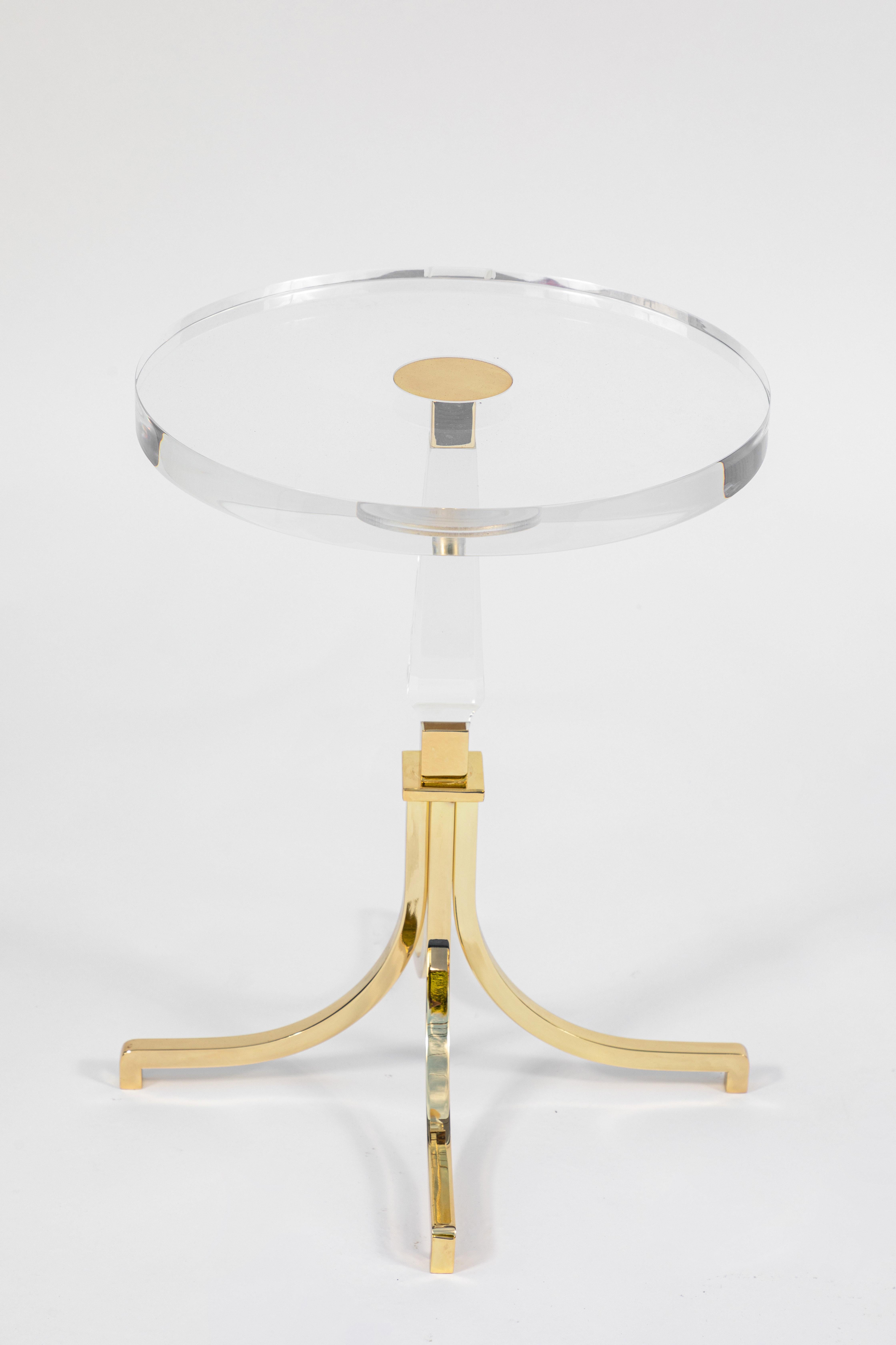 Pair of Brass and Lucite Charles Hollis Jones Side Tables 2