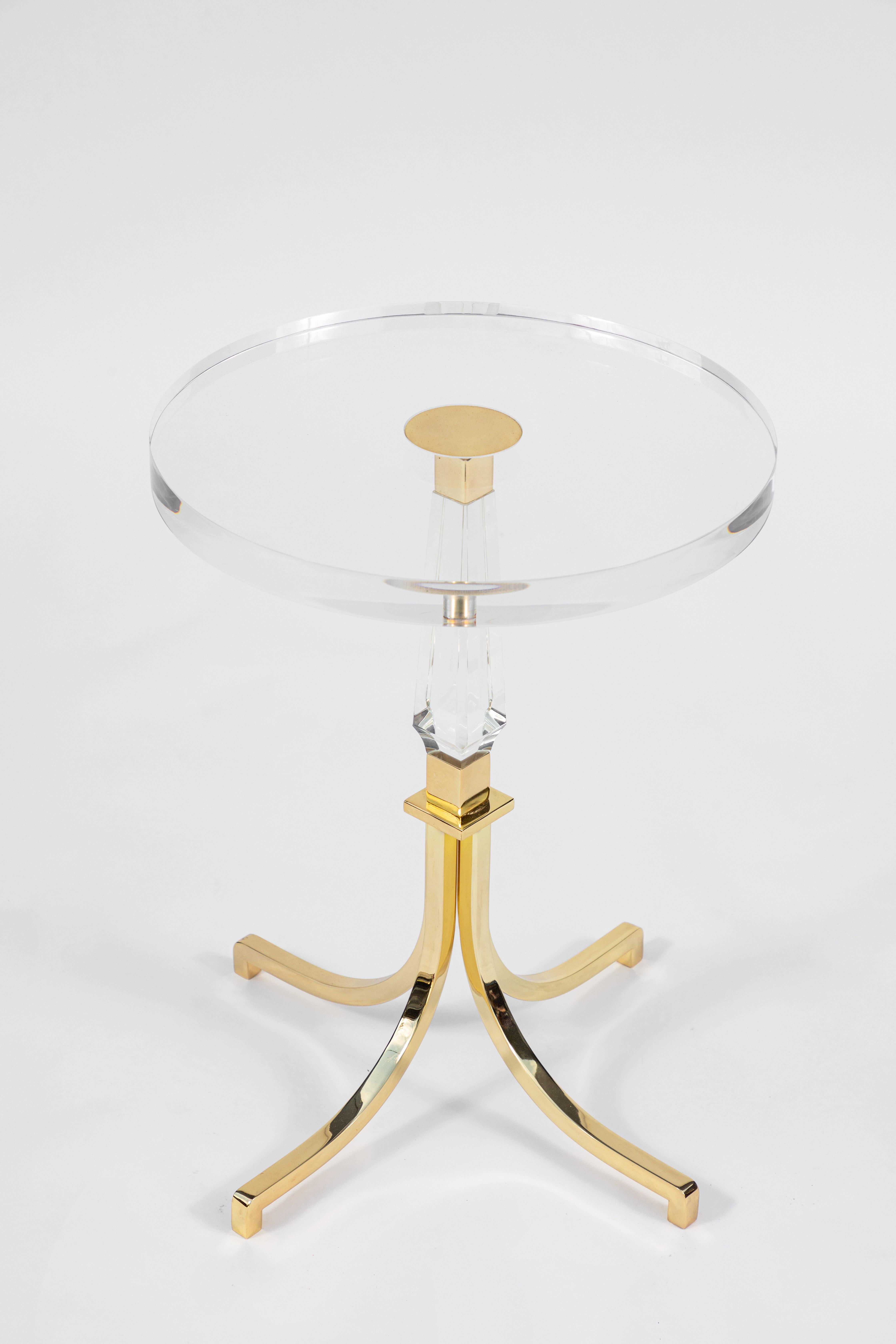 Pair of Brass and Lucite Charles Hollis Jones Side Tables 3