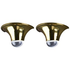 Pair of Brass and Lucite Tulip Sconces by Karl Springer