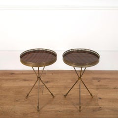 Pair of Brass and Mahogany Tripod Tables