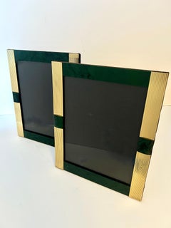 Pair of Brass and Malachite like 8 x 10 Picture Frames