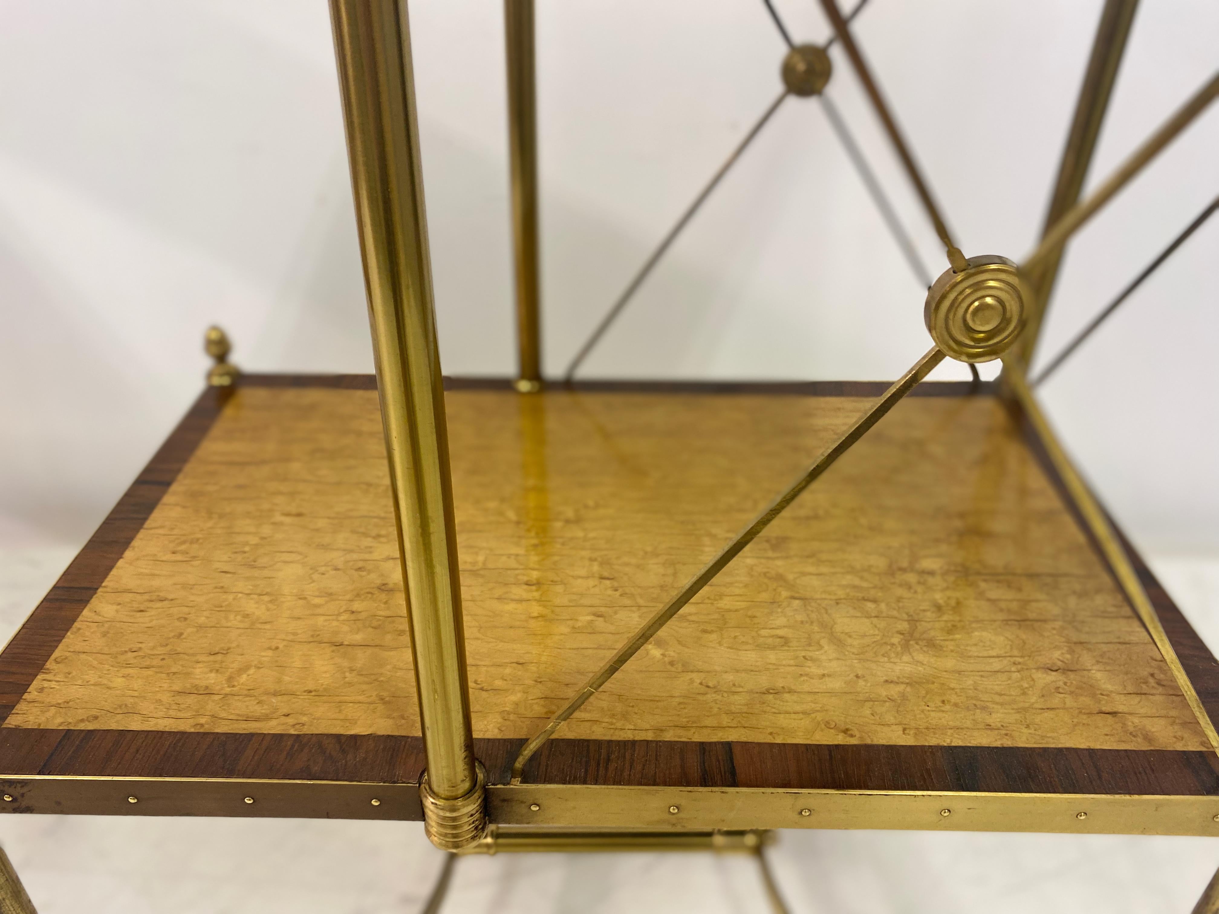 Pair of Brass and Maple Etagere Side Tables For Sale 4