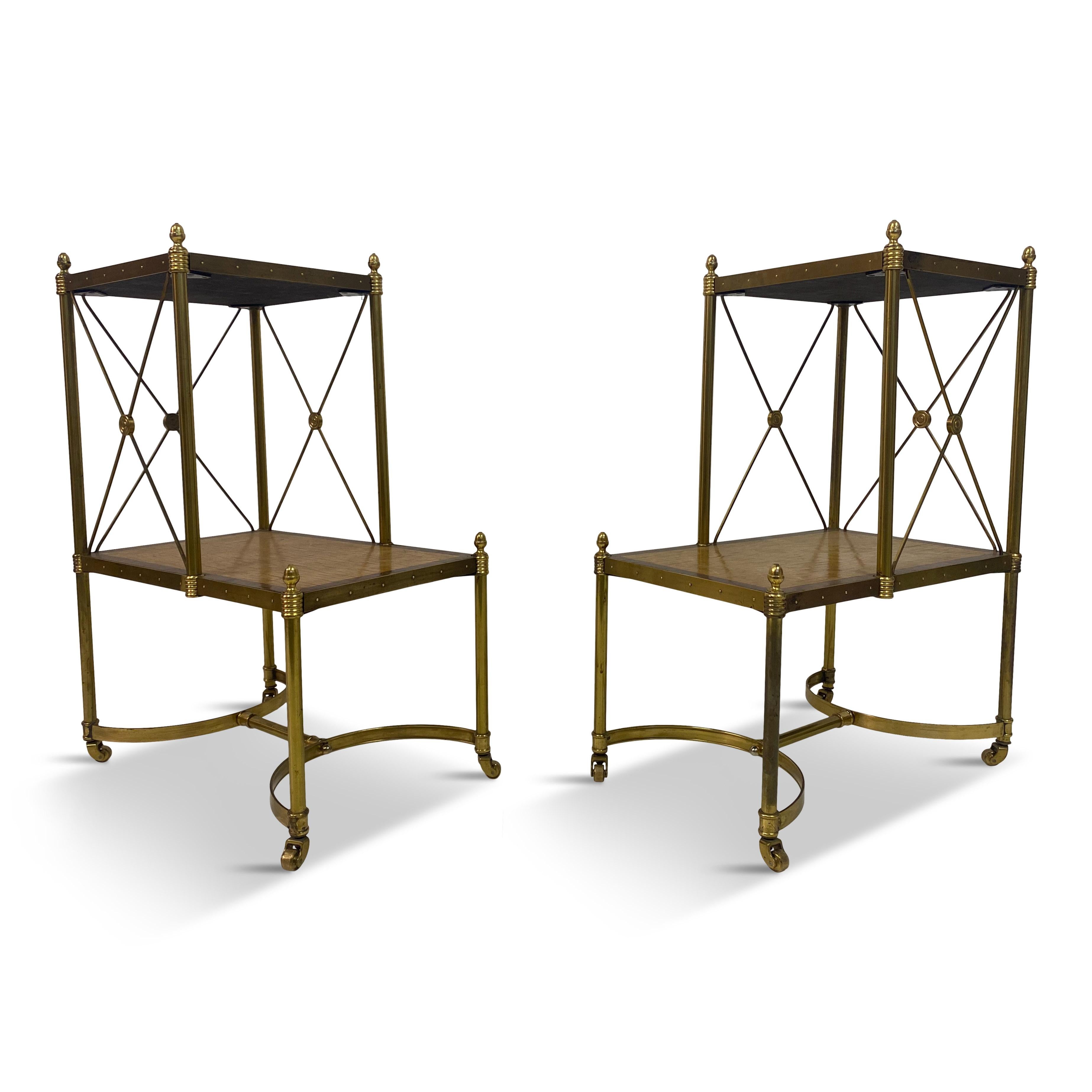 Pair of Brass and Maple Etagere Side Tables For Sale 7
